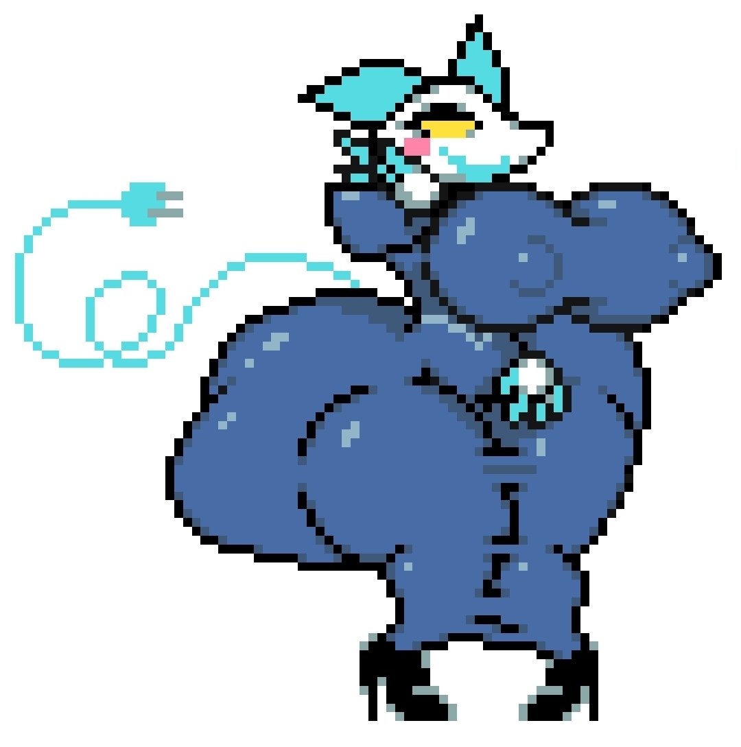 1girls anthro ass_bigger_than_head ass_focus big_ass big_breasts big_bulge big_butt big_penis bodysuit breasts bubble_butt clothed deltarune faucyv female female_only huge_ass huge_breasts nipples_visible_through_clothing no_bra no_underwear penis pixel_art shortstack tasque_manager_(deltarune) tits undertale undertale_(series) volfenf