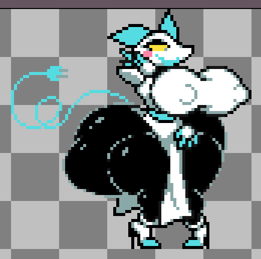 ass_bigger_than_head ass_focus barely_clothed big_ass big_breasts big_butt breasts bubble_butt clothed deltarune faucyv female female_only huge_ass huge_breasts nipples_visible_through_clothing no_bra no_underwear pixel_art shortstack sideass tasque_manager_(deltarune) tits undertale undertale_(series) useless_clothing volfenf