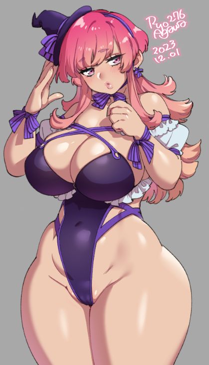 1girls big_breasts bottom_heavy curvy_female original ryo_agawa shiny_skin slightly_chubby stomach thick_thighs thighs thighs_together