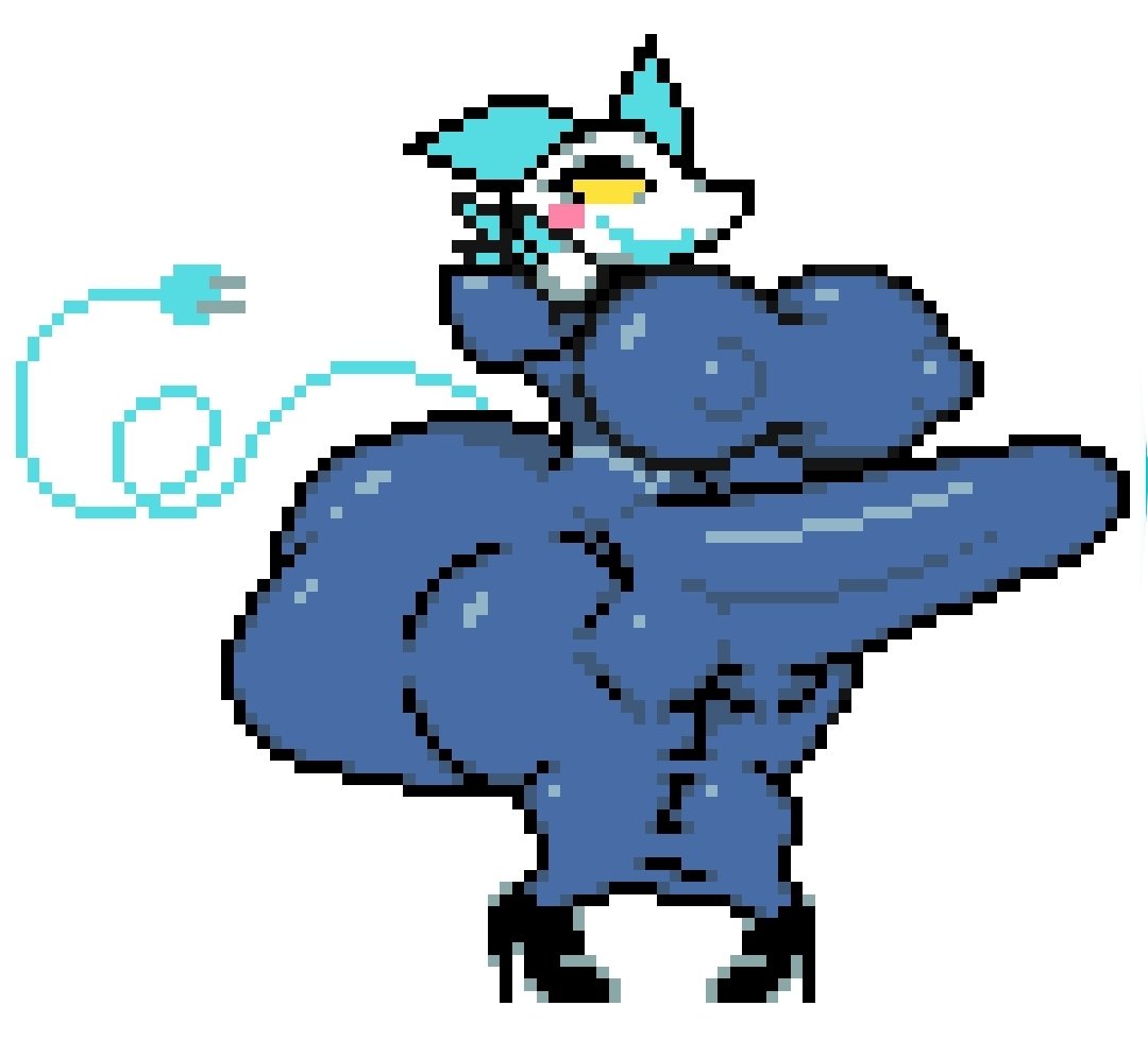 anthro ass_bigger_than_head ass_focus big_ass big_balls big_breasts big_bulge big_butt big_penis bodysuit breasts bubble_butt bulge bulge_through_clothing clothed deltarune faucyv futa_only futanari huge_ass huge_balls huge_breasts huge_bulge huge_cock hyper_bulge hyper_penis nipples_visible_through_clothing no_bra no_underwear penis pixel_art shortstack tasque_manager_(deltarune) undertale undertale_(series) volfenf