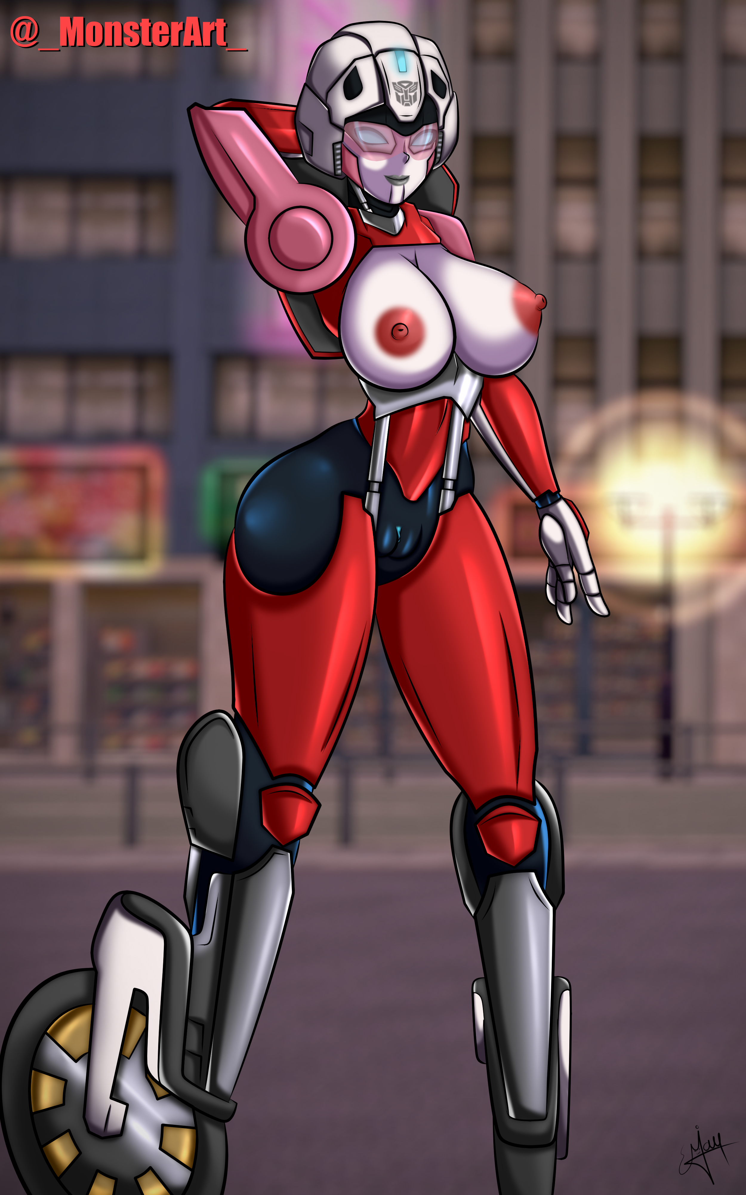 1girls, 2023, arcee, arcee (rotb), areolae, autobot, autobot insignia, big breasts, blue pussy, breasts, busty, female, female autobots, female only, hourglass figure, large breasts, metallic body, monsterart, nipples, pinup, pinup pose, pussy, robot, robot girl, robot humanoid, solo, tagme, transformers, transformers rise of the beasts, vagina, wide hips