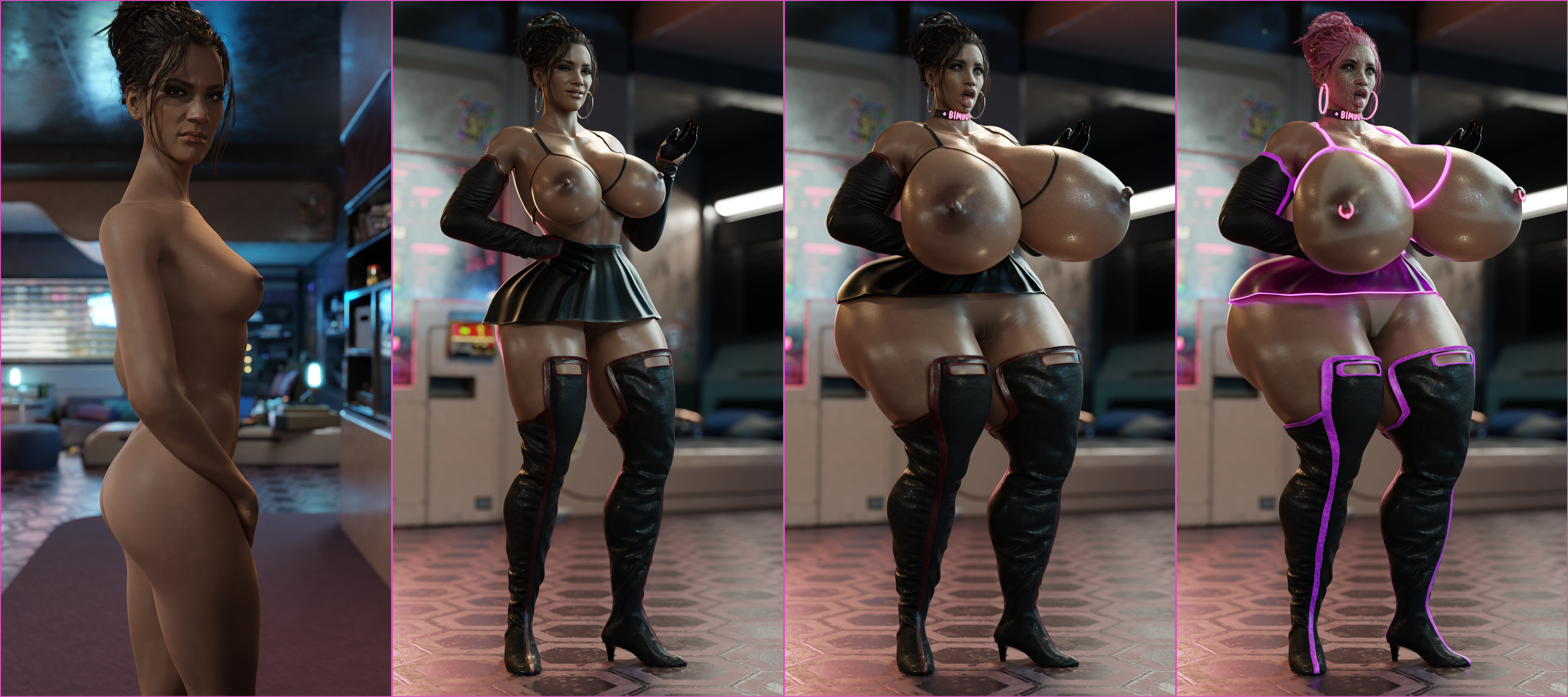 3d, ahe gao, ass, big ass, big breasts, big butt, big nipples, bimbo, bimbo body, bimbo lips, bimbofication, bimbofied, bolt on tits, breast implants, breasts, collar, cross-eyed, cum on body, cum on breasts, cum on face, cyberpunk 2077, drooling, earrings, enhanced breasts, fake breasts, female, female only, functionally nude, functionally nude female, high heel boots, high heels, hyper ass, hyper breasts, hyper butt, panam palmer, pierced nipples, piercing, piercings, pink hair, silicone, silicone implants, skimpy, skirt, stryker751, tan, tan body, tanline, transformation