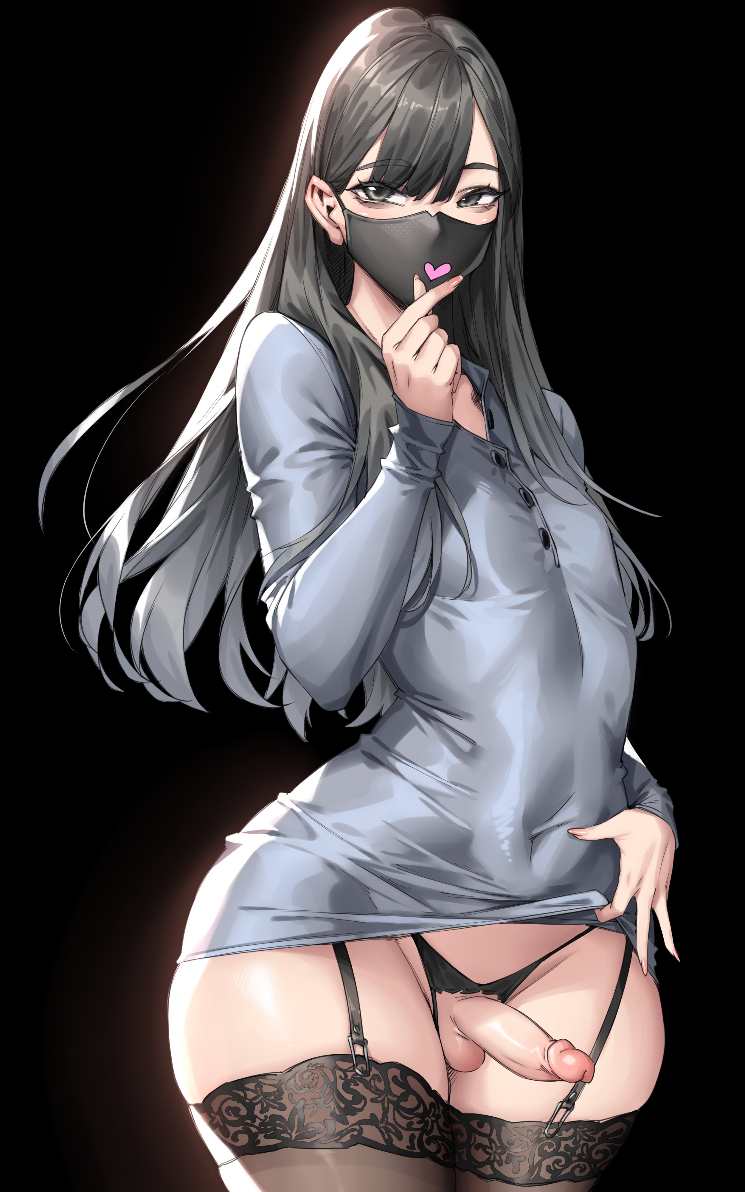 1boy, 1femboy, aida (nagano rira), androgynous, ass, bigpapapickle, black eyes, black hair, bottom heavy, clothed, curvaceous, curves, curvy, curvy body, curvy figure, curvy hips, curvy male, dress, dress lift, erect penis, erection, femboy, feminine, feminine body, feminine male, feminine pose, flat chest, gay, girly, legwear, long hair, male, male focus, male only, naidong, penis, shaved crotch, simple background, sissy, slim waist, small penis, solo, solo focus, solo male, thick, thick ass, thick legs, thick thighs, thigh highs, thighhighs, thighs, tiny waist, trap, wide hips, yaoi