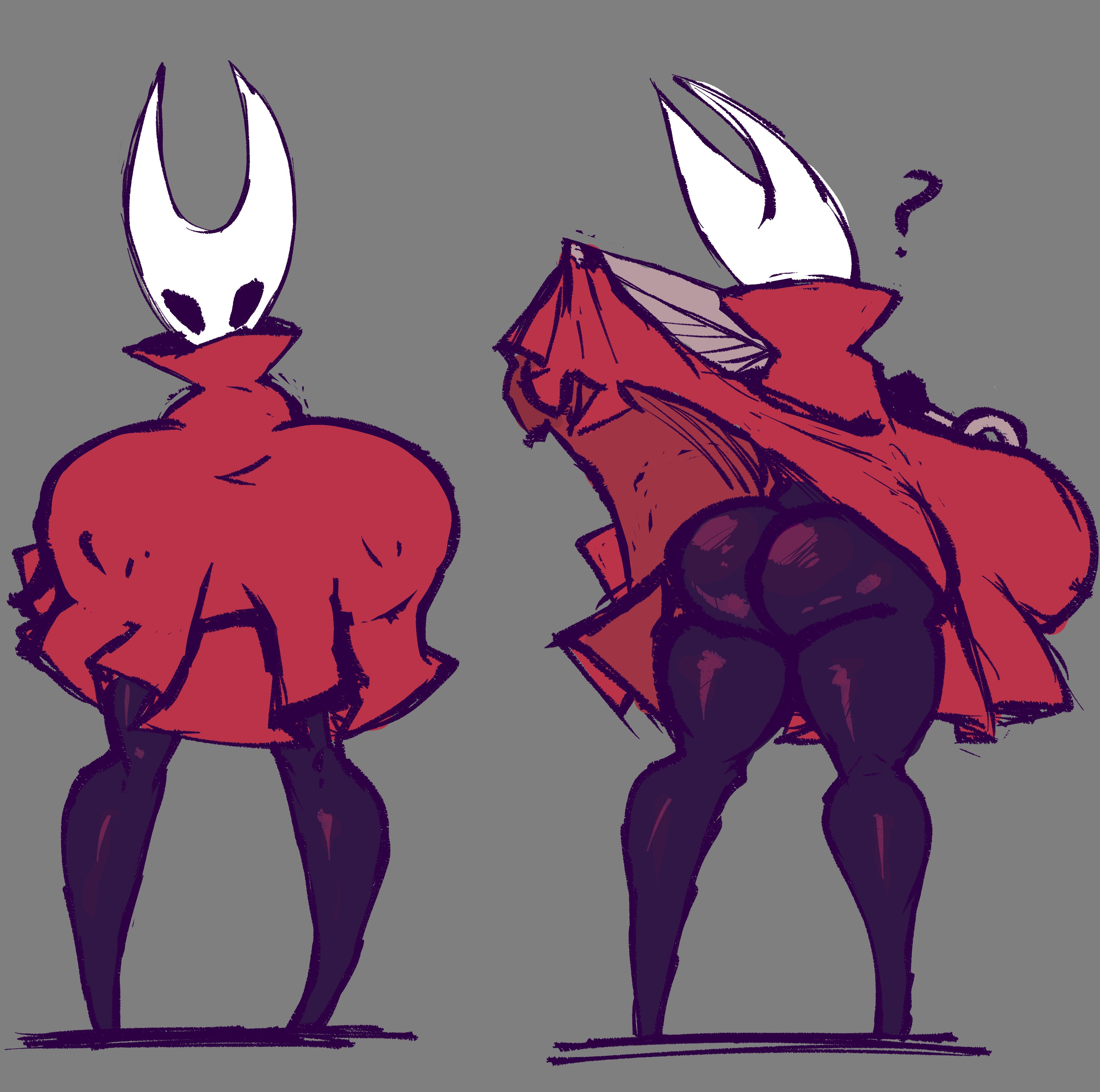 1girls, ass, backboob, bottomless, breasts, cloak, cloak only, female, hollow knight, hornet (hollow knight), hyper, hyper breasts, long legs, nipples visible through clothing, shirt lift, wolflance