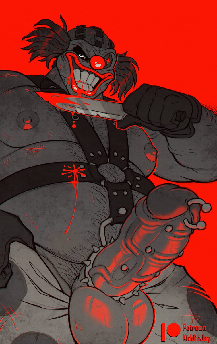 bara blood clown clown_costume cock_ring horror horror_(theme) k_jukesnsfw kidde_jukes kiddie_jukes knife looking_at_viewer male_focus male_only mask needles_kane nipples penis pierced_genitals smiling solo solo_male sweet_tooth tagme tagme_(artist) twisted_metal