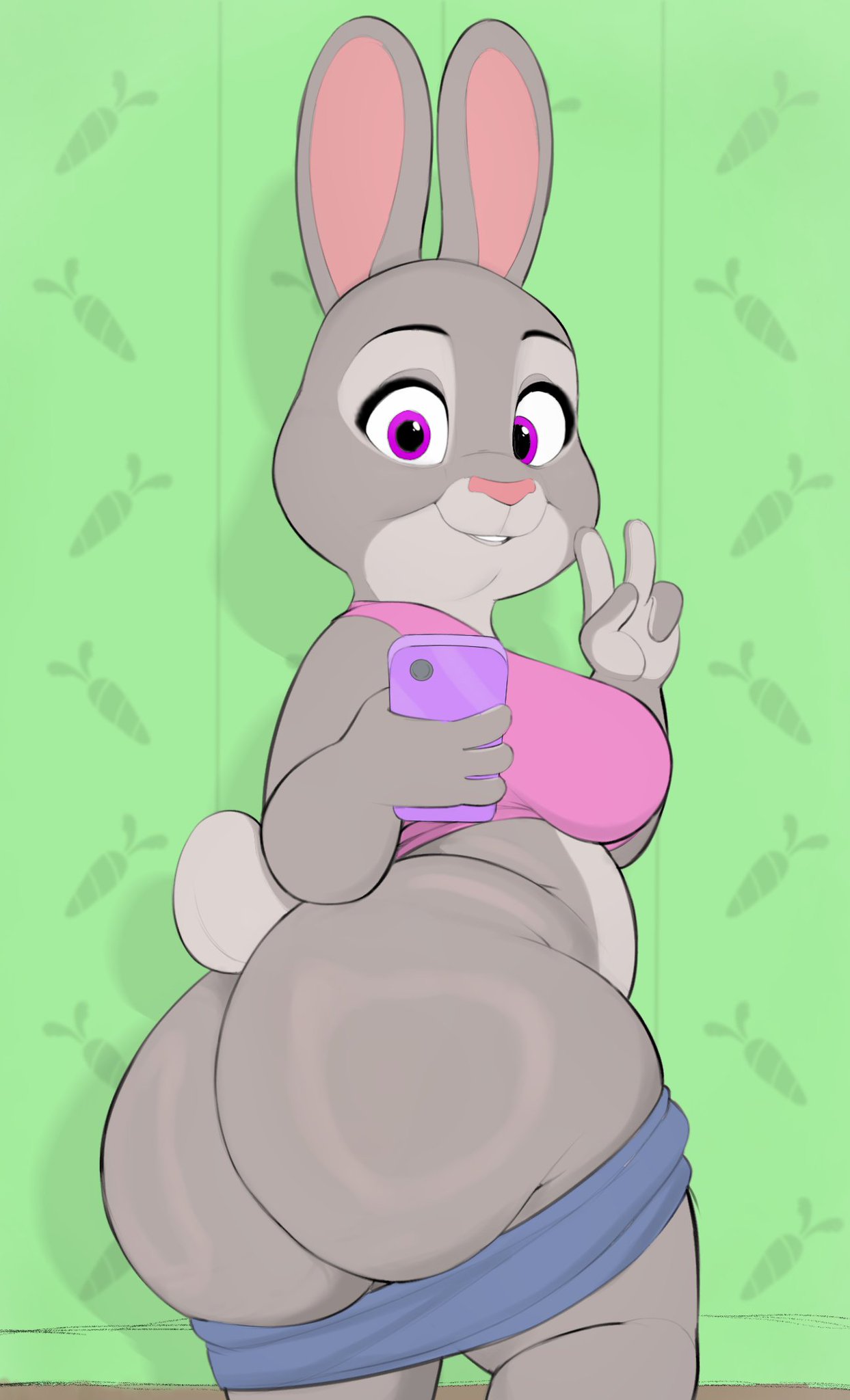 1girls 2024 anthro ass bonnie_hopps breasts chubby disney female female_focus female_only furry milf selfie thick_thighs thighs usnarbit zootopia