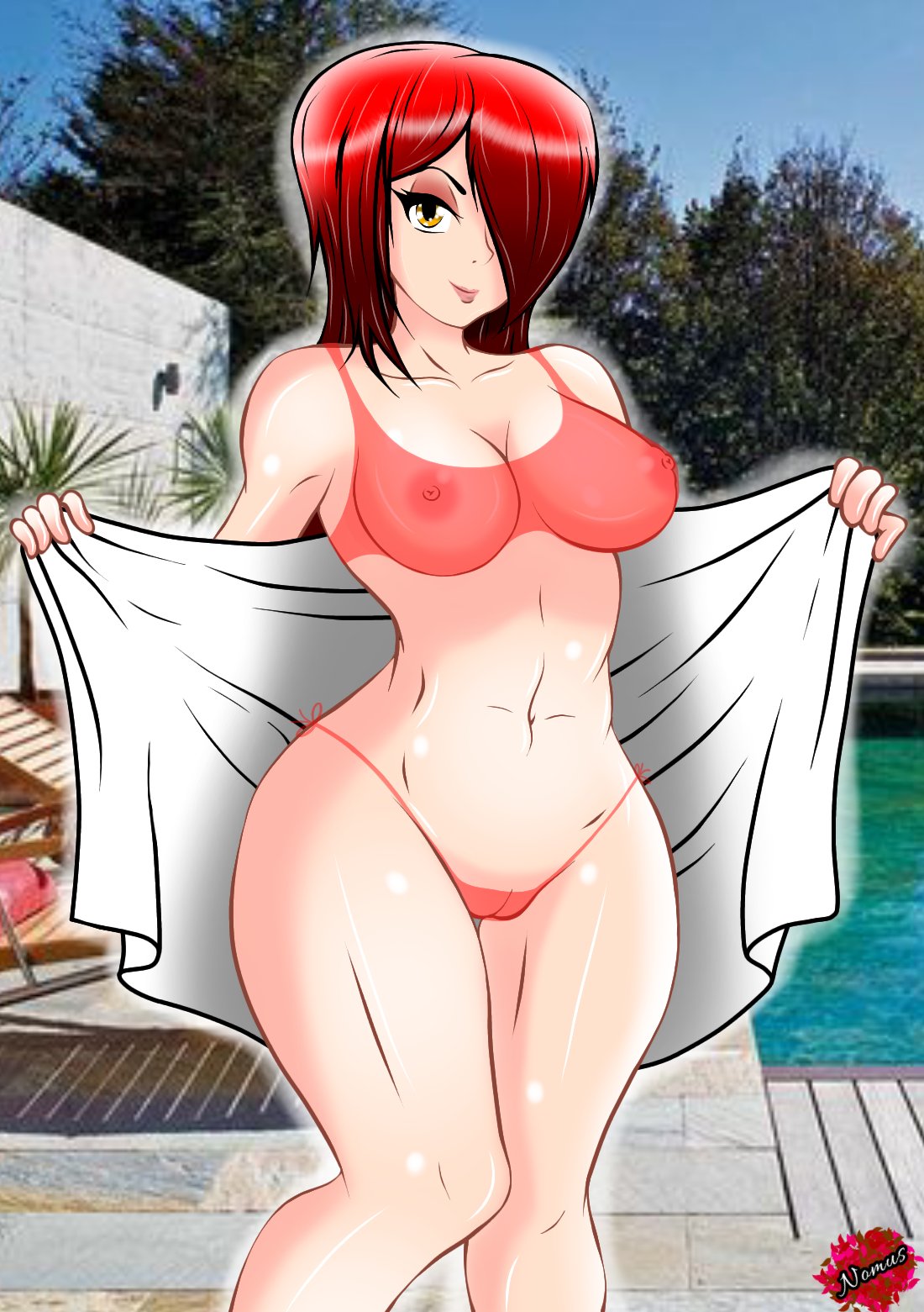 bikini female looking_at_viewer nomus_hl parasoul skullgirls translucent video_games