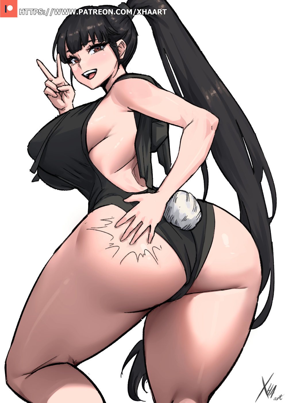 1girls ass ass_slap big_ass eve_(stellar_blade) female peace_sign solo stellar_blade tagme thick_thighs xhaart