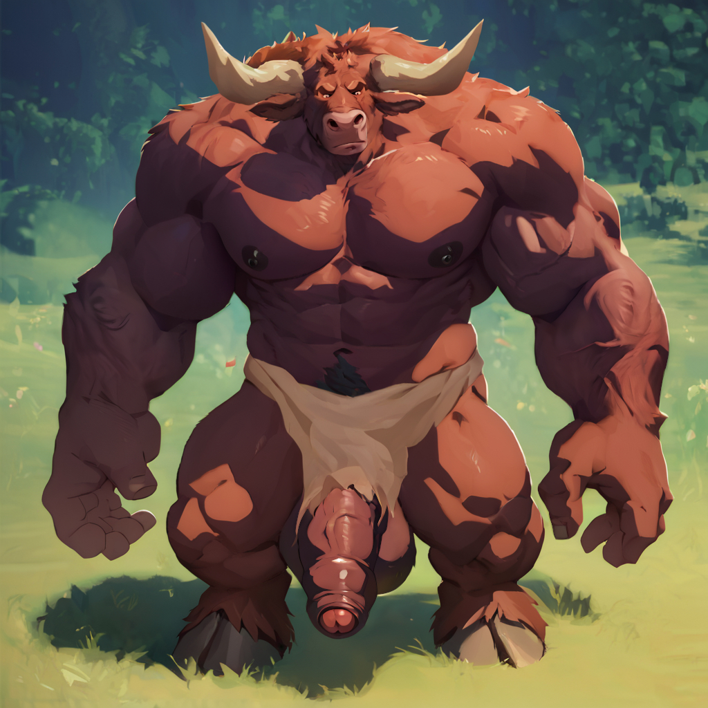 ai_generated anthro bara biceps bovid bovine flaccid foreskin hdregrets hooves horns imminent_rape large_balls large_penis loincloth male male_anthro minotaur muscular muscular_anthro muscular_male partially_retracted_foreskin penis penis_out pubic_hair textless uncut