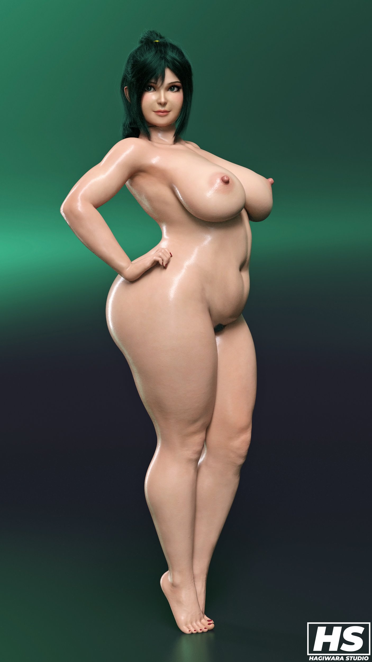 1girls, 3d, ass, bbw, big ass, big breasts, boku no hero academia, breasts, chubby, chubby female, completely naked, completely nude, female, female only, green eyes, green hair, hagiwara studio, inko midoriya, light skin, light-skinned female, long hair, milf, my hero academia, naked, naked female, nude, nude female, ponytail, smooth skin, thick ass, thick thighs, tied hair