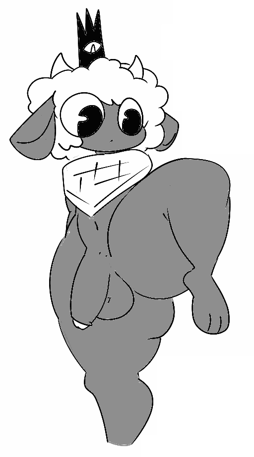 1boy big_ass big_butt big_thighs bluemannsfw cult_of_the_lamb dick erick1778 femboy furry gay grey_body lamb_(cult_of_the_lamb) simple_coloring solo_femboy solo_male tagme white_background