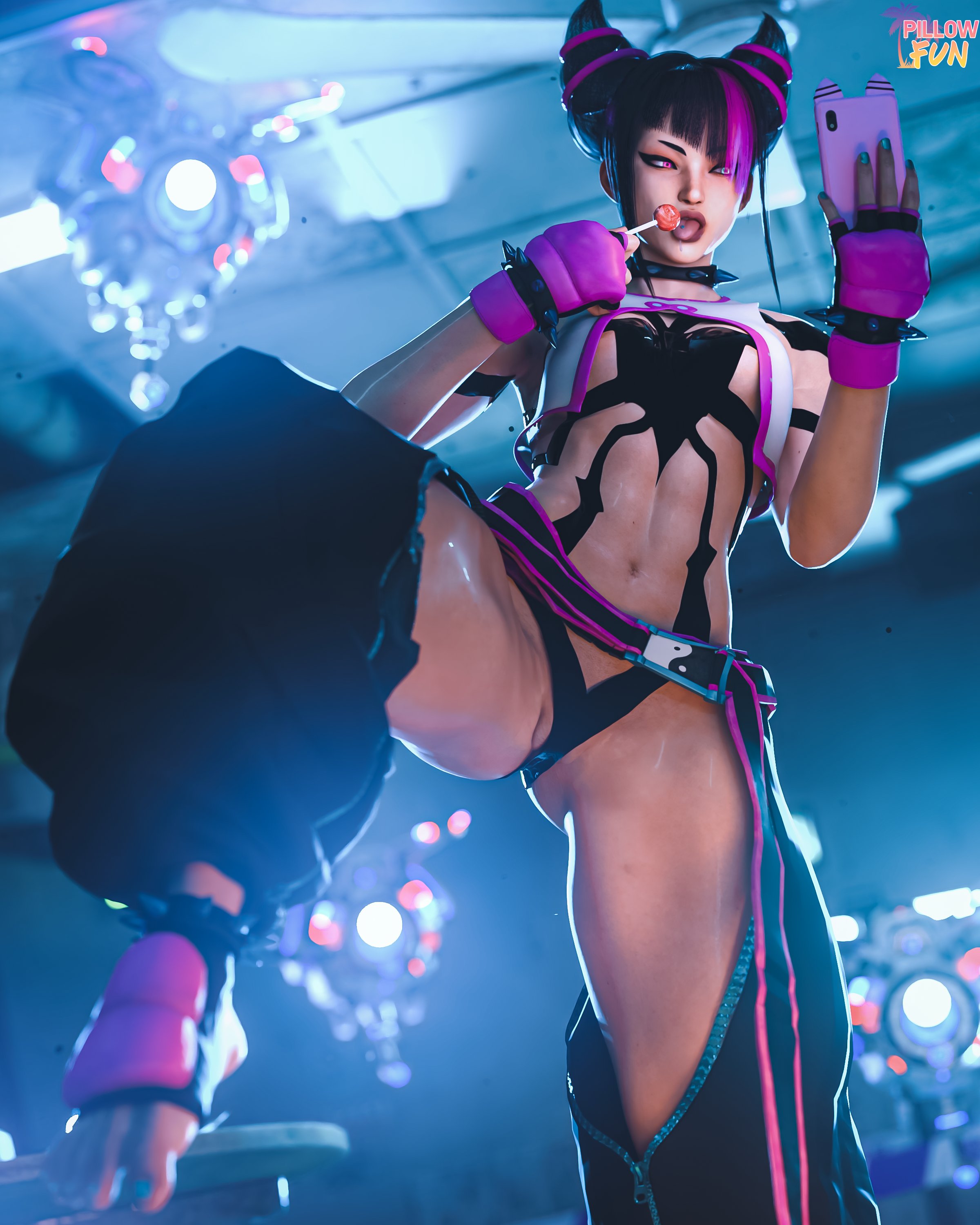 1girls, 3d, abs, ass, big ass, big breasts, breasts, bubble ass, bubble butt, capcom, curvaceous, curvy female, curvy figure, female, female only, hair drills, heterochromia, huge ass, huge breasts, juri han, labia, large ass, large breasts, pillowfun, pussy, solo, street fighter, street fighter 6, thick ass, thick thighs, toned, toned legs, voluptuous, voluptuous female, wide hips