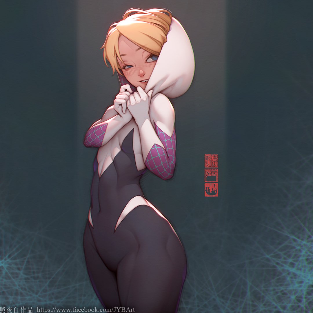 1female ass asymmetrical_hair female_only gwen_stacy hourglass_figure jybart marvel marvel_comics small_breasts spider-gwen spider-man:_into_the_spider-verse spider-man_(series) superhero_costume tight_clothing wide_hips