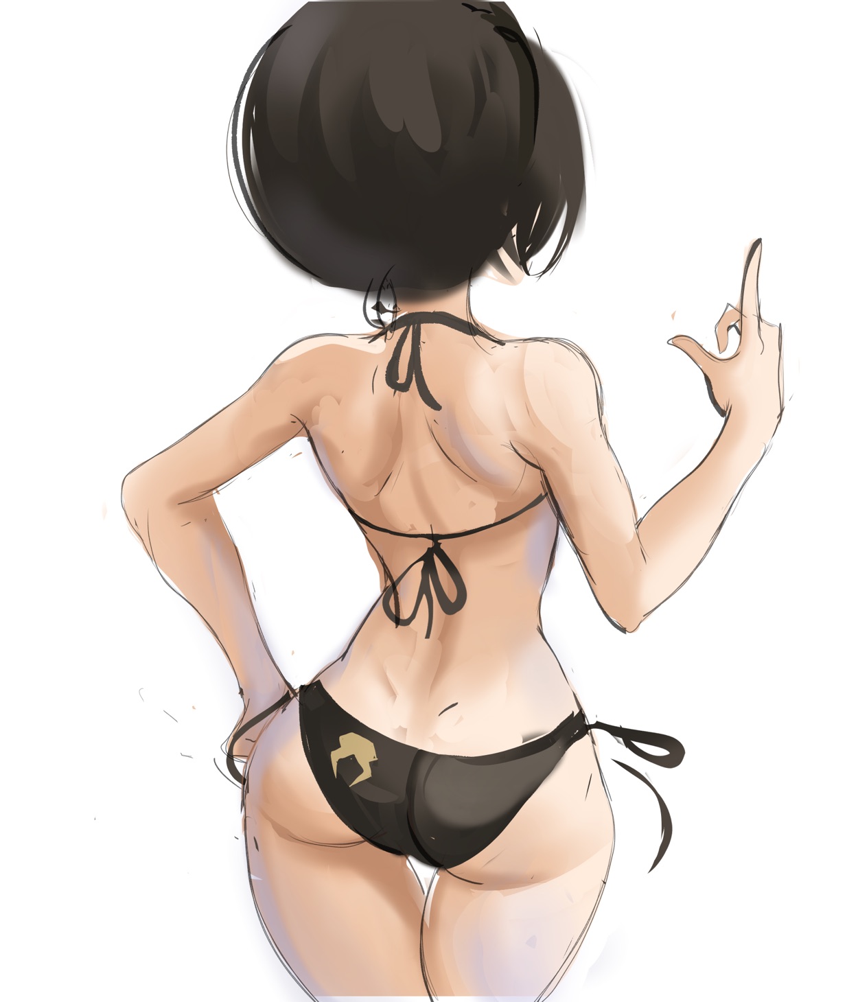 1girls, ass, ass focus, avatar legends, avatar the last airbender, back view, big ass, bikini, earth kingdom, female, rakeemspoon, short hair, solo, solo female, solo focus, thick, toph bei fong