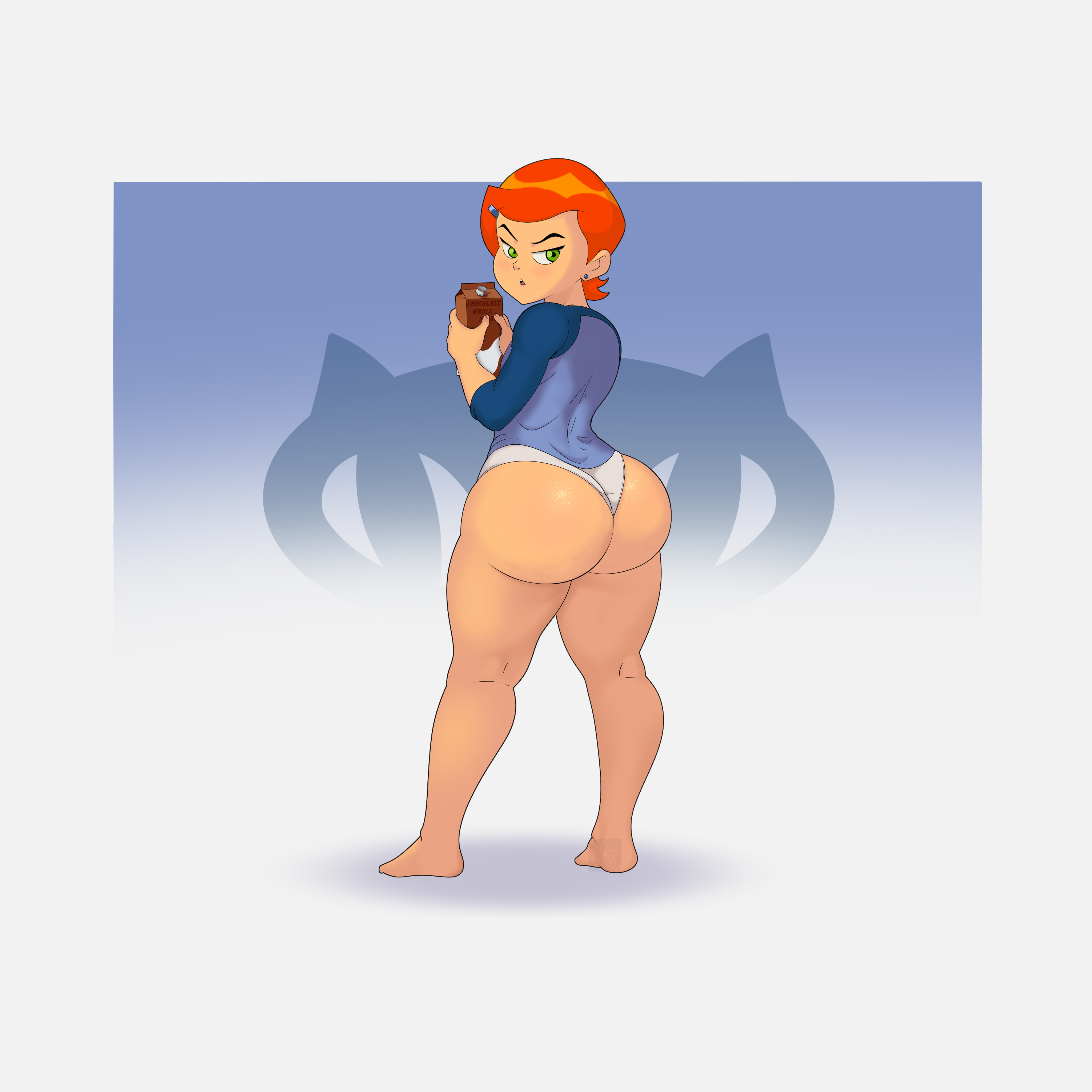 1girls, aged up, ass, back turned, back view, barefoot, ben 10, ben 10 (classic), big ass, big butt, bottom heavy, bottomless, bottomless female, brorifice, female, female only, gwen tennyson, gwen tennyson (classic), heavenly ass, huge ass, huge butt, looking back, looking over shoulder, panties, red hair, shortstack, solo, standing, thebrorifice, tight clothing, tight panties, underwear