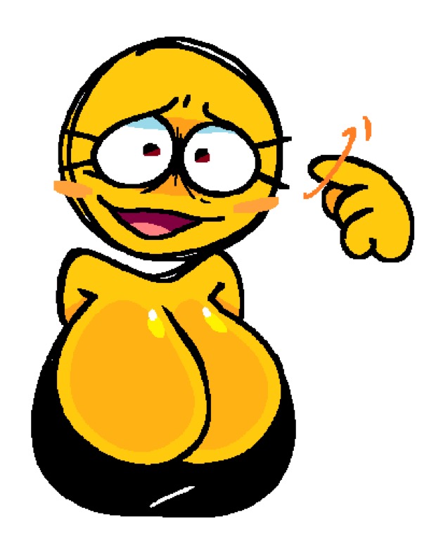 black crop top, emoji, emoji (race), eyelashes, female, jjoyplus, solo, solo female, tagme, yellow body, yellow skin