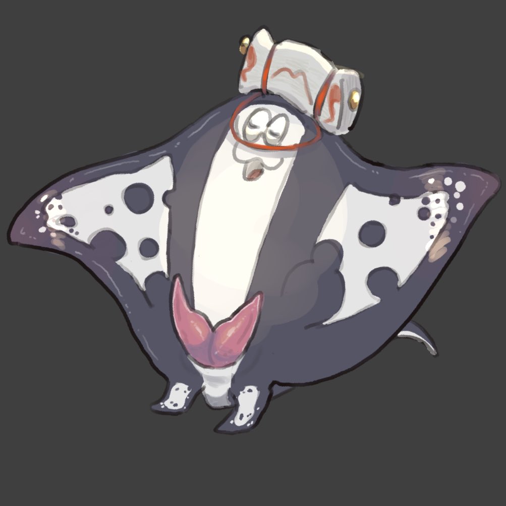 2_penises :3 animal_genitalia animal_penis anthro batoid big_man_(splatoon) cloacal_penis clothing diphallia diphallism erection fish flat_body genitals grey_body hat headgear headwear hemipenes male male_only manta_ray marine multi_genitalia multi_penis nintendo nude penis saba_subdup solo speckled_body splatoon stingray