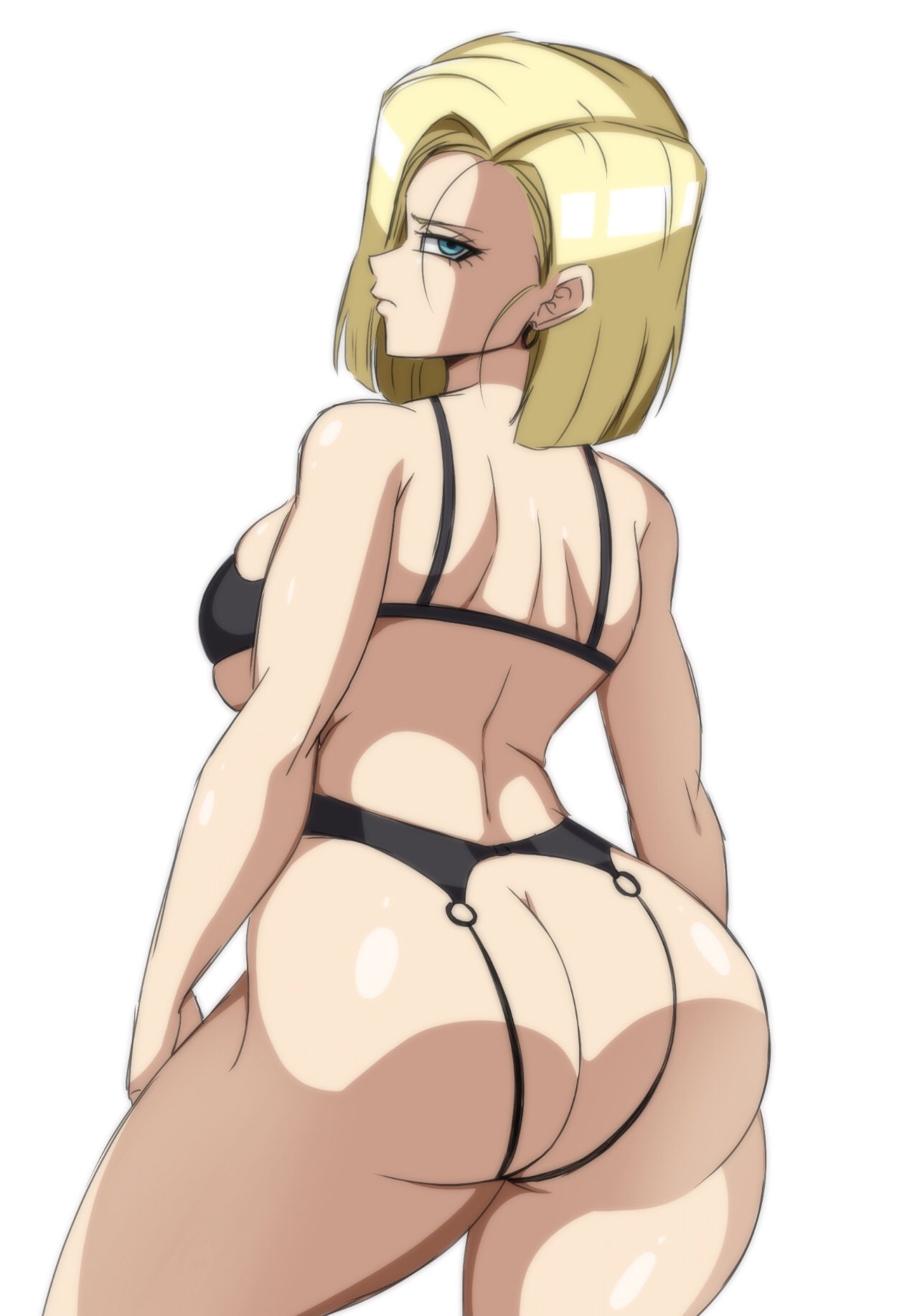 1girls, android 18, ass, ass too big, big ass (female), big breasts, breasts, bubble ass, bubble butt, darwaarts, dragon ball, dragon ball super, dragon ball z, female, huge ass (female), looking at viewer, thick ass, tight fitting clothing, undersized clothes, undersized clothing