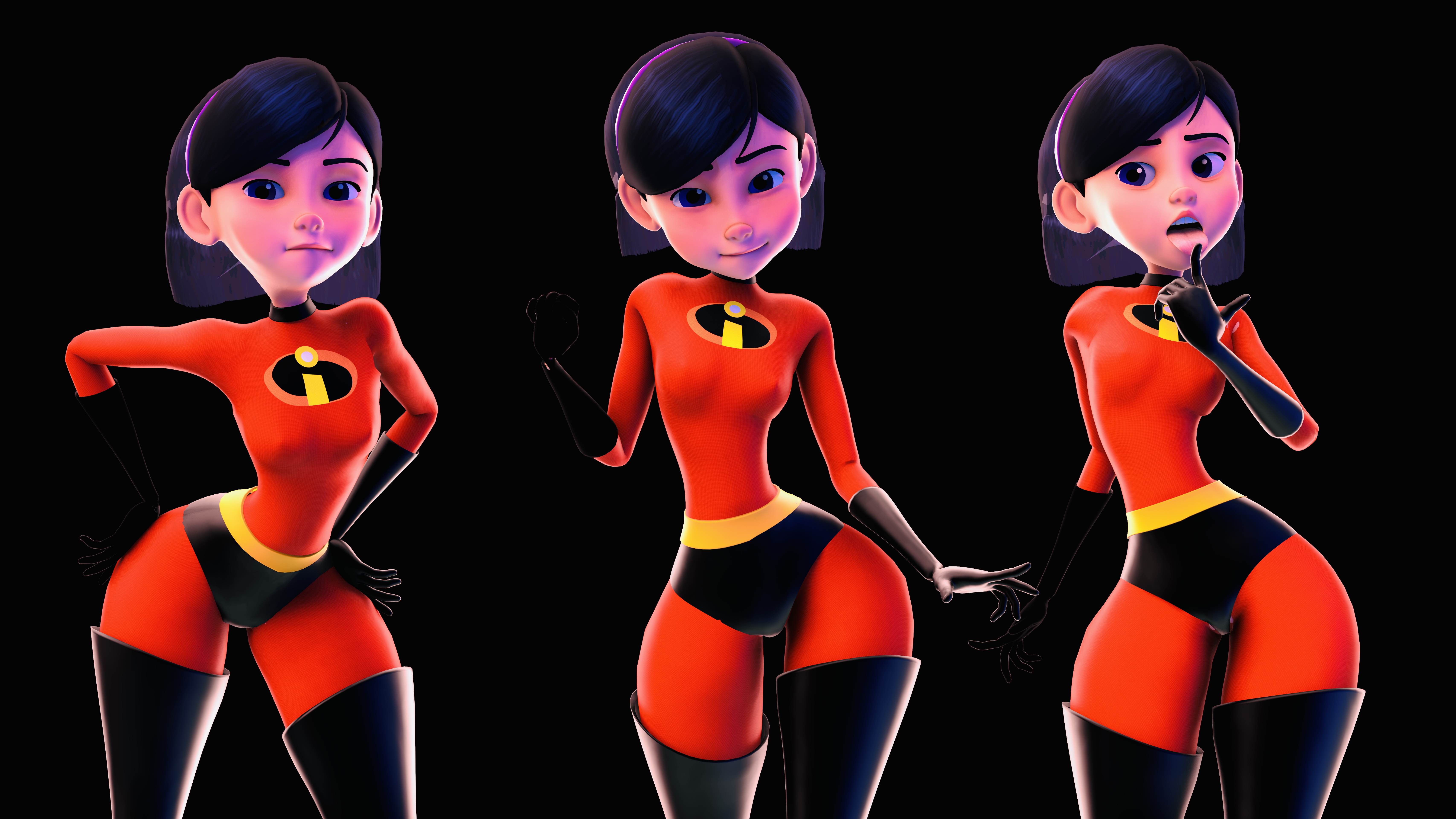1girls, bodysuit, female, female only, jpeg, nugter, posing, sfm, solo, source filmmaker, tagme, the incredibles, violet parr