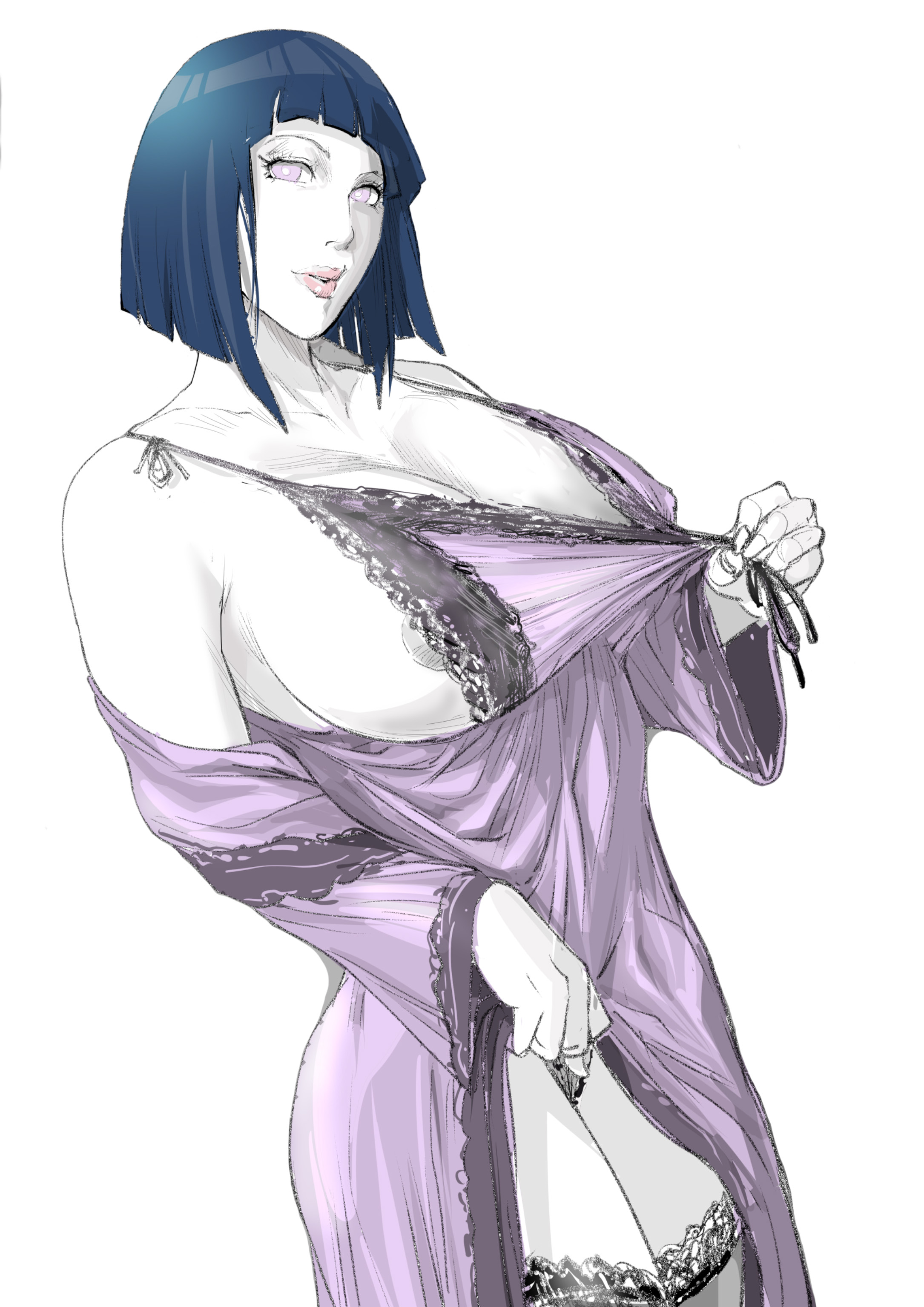 1girls, 2d, 2d (artwork), big breasts, boruto: naruto next generations, breasts, edit, edited, female, hi res, hyuuga hinata, lingerie, looking at viewer, mature female, milf, naruto, naruto (series), raikage art, short hair, uzumaki hinata