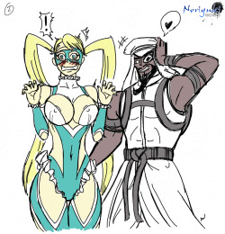 arab_male ass_grab blonde_hair blush dark-skinned_male pale-skinned_female rainbow_mika rashid street_fighter