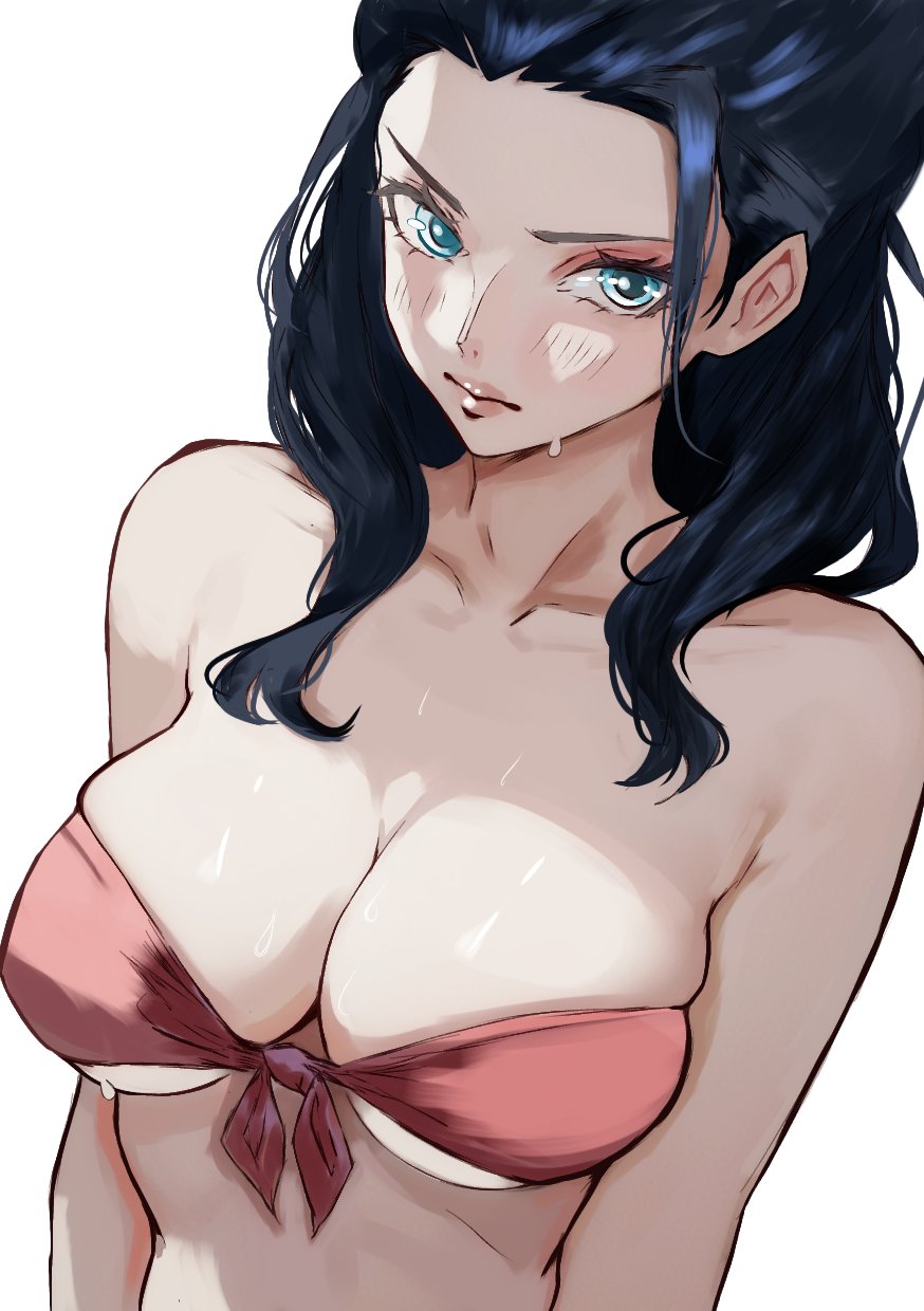 big_breasts black_hair blue_eyes breasts cleavage curvaceous curvy curvy_body curvy_female curvy_figure female female_only hourglass_figure nico_robin one_piece post-timeskip sweat underboob vcais voluptuous voluptuous_female
