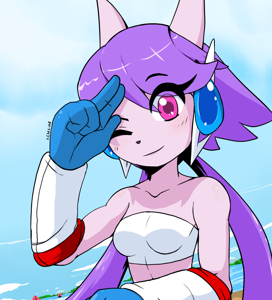 anthro aquatic_dragon bikini dragon female female_protagonist freedom_planet freedom_planet_2 kenjikanzaki05 looking_at_viewer sash_lilac video_games water_dragon