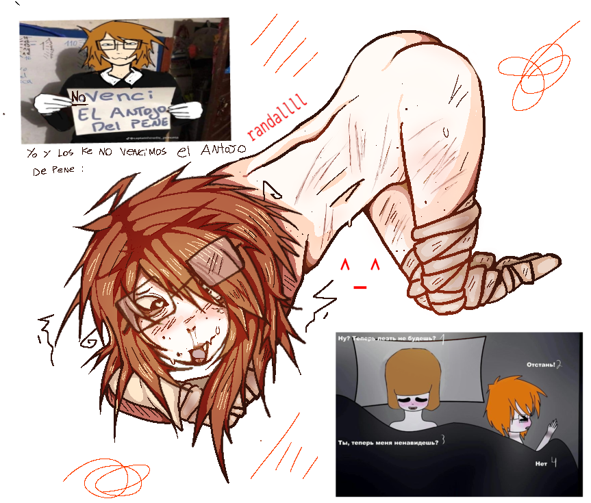 asking_for_it bandage bandaged_arm bandaged_leg bandages bleeding_nose blood blush blush_lines blushing_profusely boy cryptid gay ginger ginger_hair glasses gloves humanoid incest incestuous_desire male male_only messy messy_hair non-human nosebleed on_all_fours randal_ivory randals_friends ranfren scars scars_all_over scars_on_thighs skinny skinny_male small_male spanish_text sweat sweatdrop sweating tiny_male white_gloves