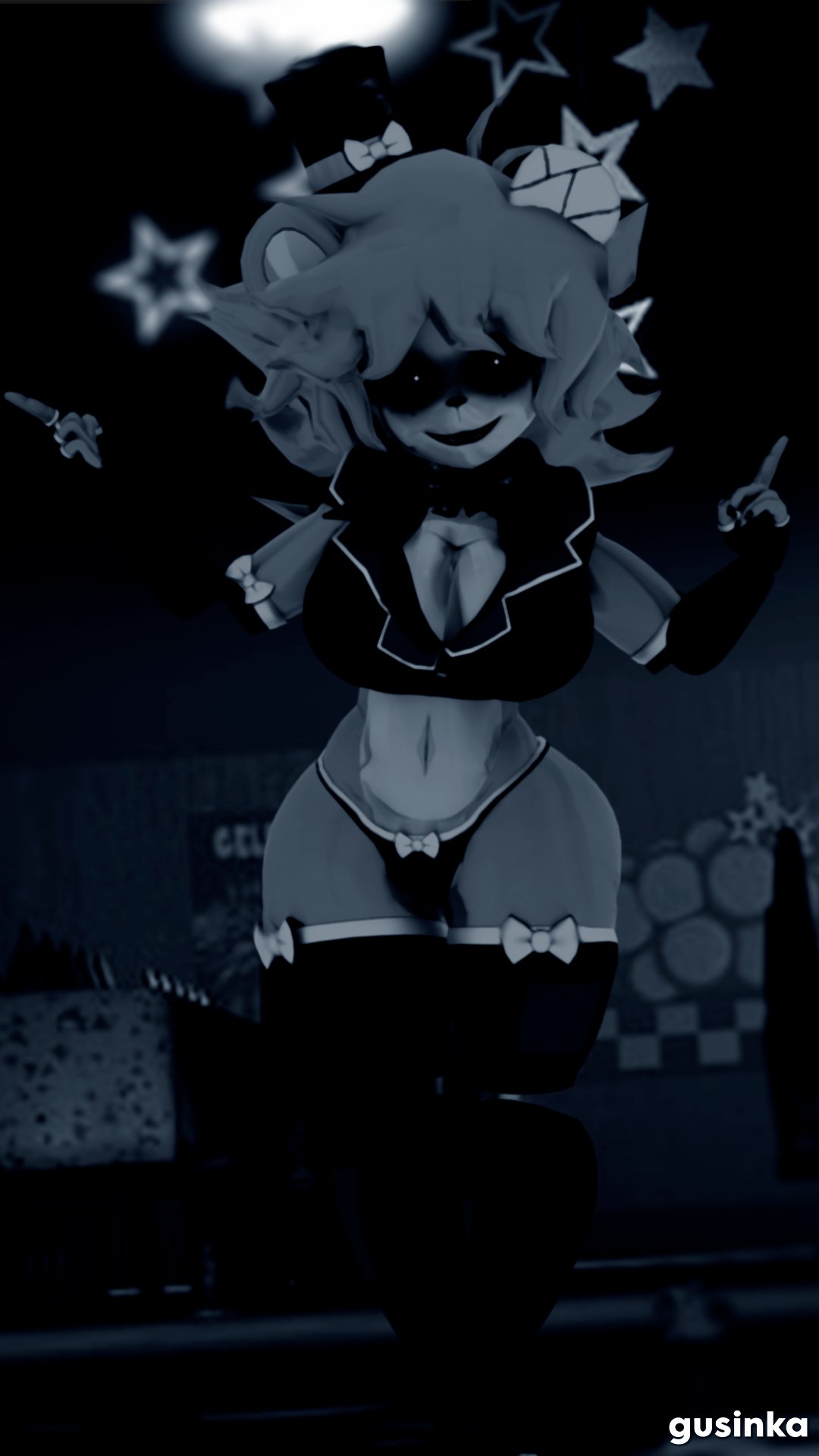 1girls breasts female female_only five_nights_at_freddy's fredina's_nightclub golden_freddy_(fnaf) golden_fredina_(cally3d) gusinka looking_at_viewer solo tagme type_0