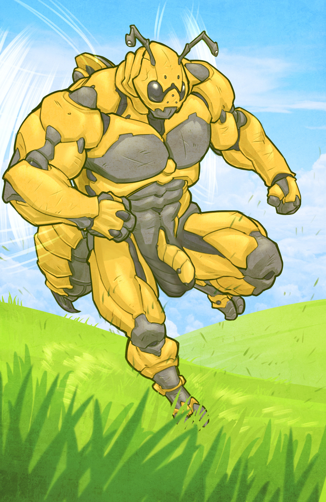 1boy abs animal_penis anthro arthropod balls ballsack bee beefy buzz flaccid_penis forge_(artist) grey_markings hornet insect insects male male_only muscles muscular_male nude_male outside pecs penis scrotum testicles thewielder yellow_exoskeleton