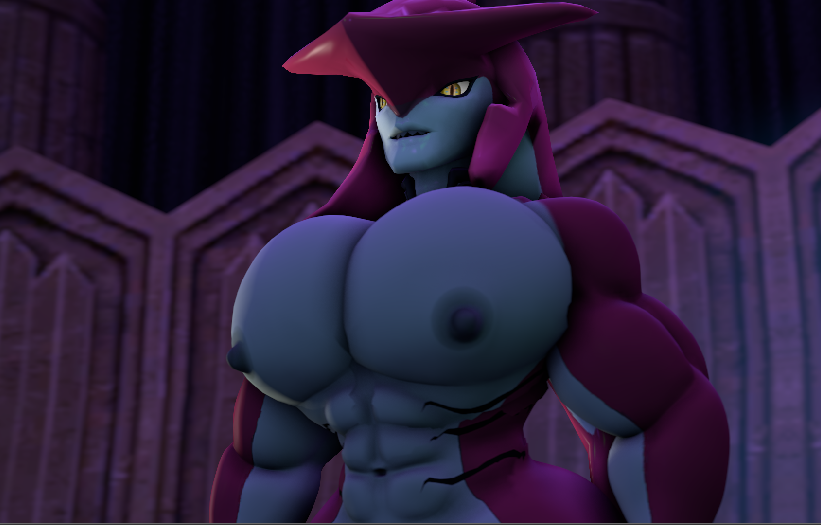 18+_adults_only_sign 3d_(artwork) animal_humanoid anthro big_muscles big_nipples big_pecs cave digital_media_(artwork) fish fish_humanoid humanoid looking_at_viewer male male/male marine marine_humanoid muscular nintendo nipples pecs prince_sidon shinyagaia solo source_filmmaker_(artwork) the_legend_of_zelda