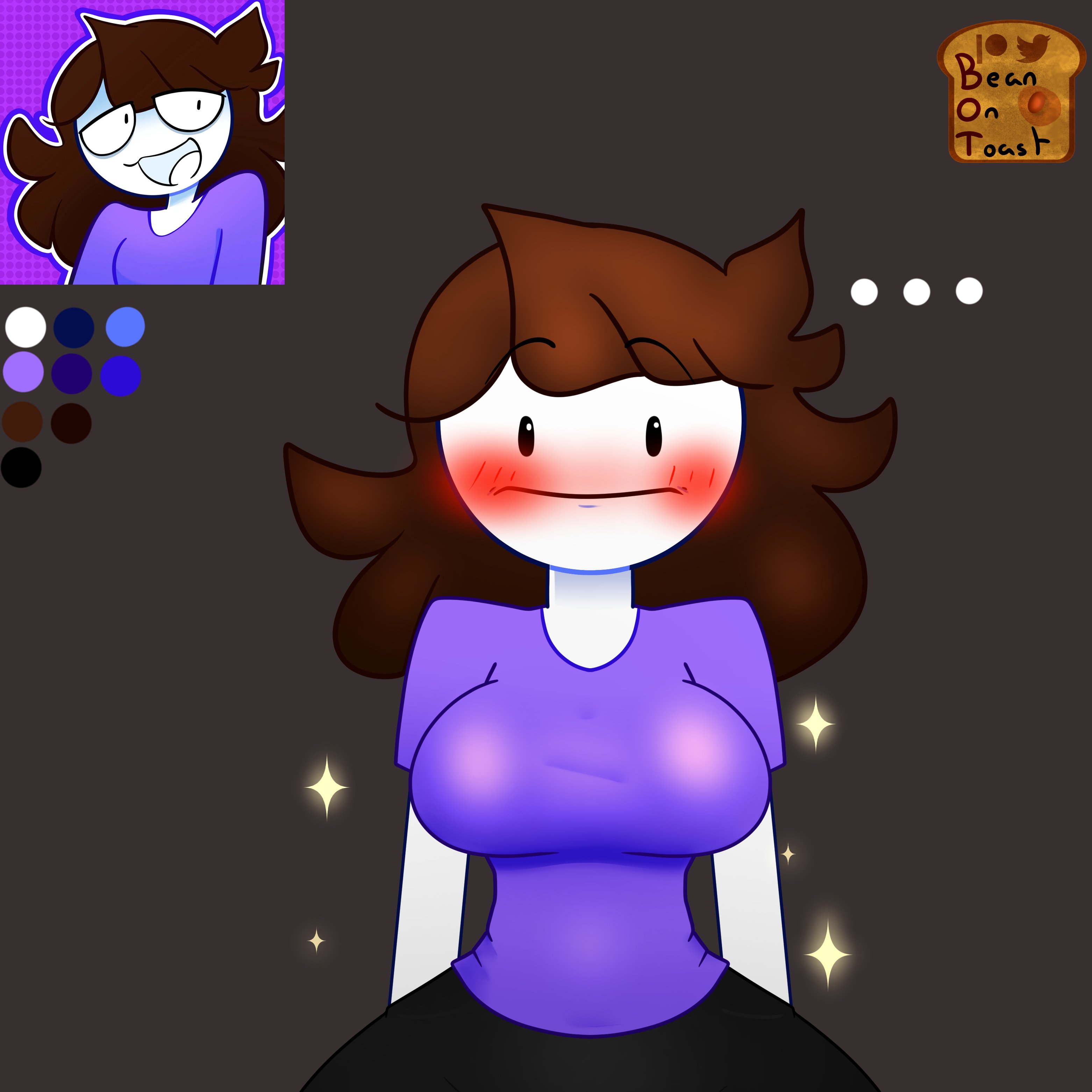beanontoast, big breasts, breasts, brown hair, female, jaiden, jaiden animations, purple shirt, youtube