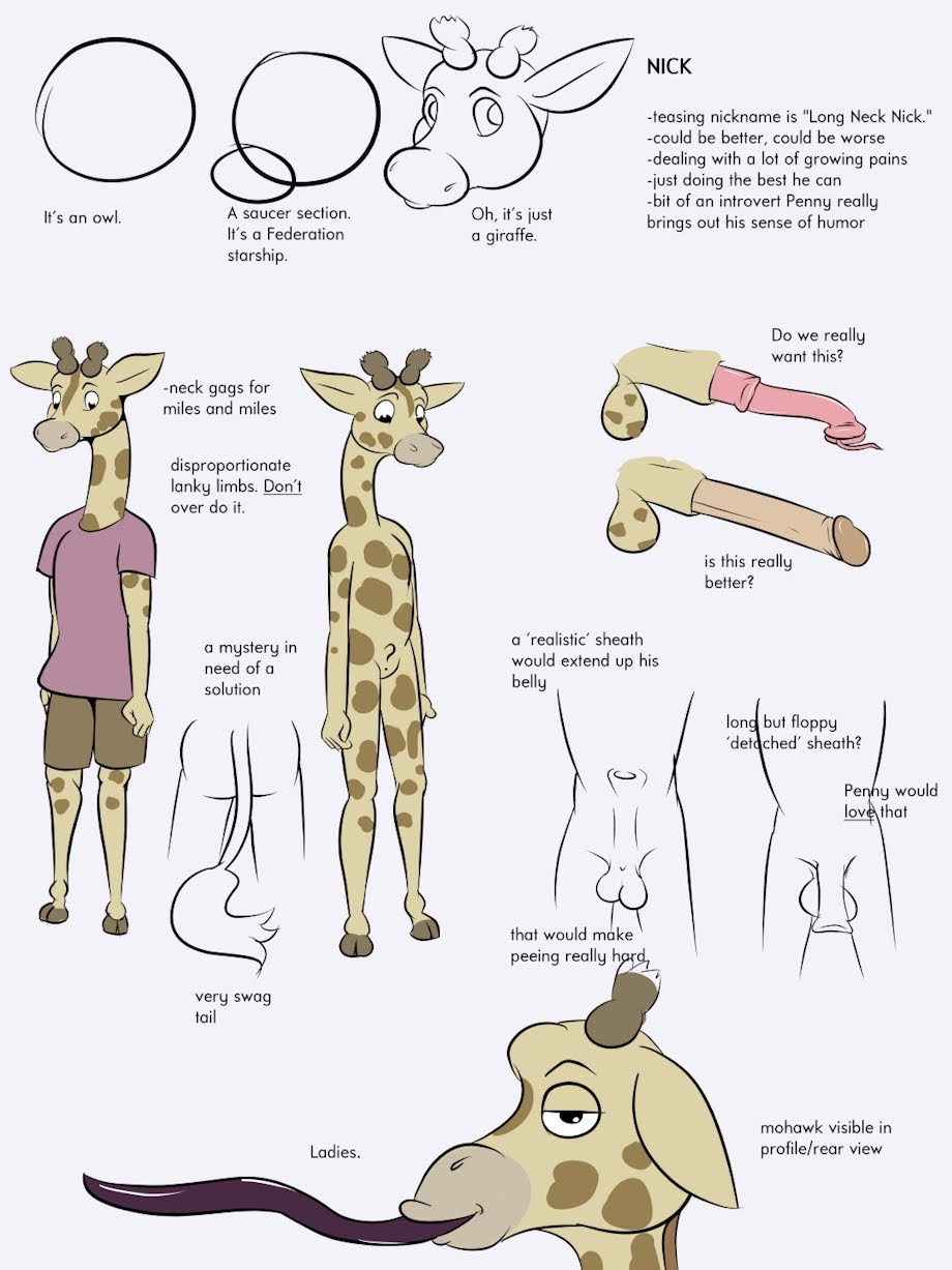 1boy anthro balls english_text giraffe giraffe_ears giraffe_horns giraffe_humanoid giraffe_penis giraffe_print giraffe_tail giraffe_tongue humanoid_penis long_neck long_penis long_tongue mammal nick_(study_partners) penis solo solo_focus solo_male study_partners testicles thunderouserections