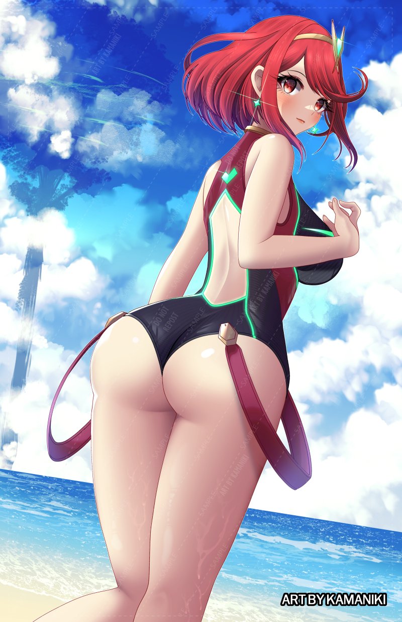 ass female female_only kamaniki nintendo pyra pyra_(pro_swimmer)_(xenoblade) sideboob solo tagme xenoblade_(series) xenoblade_chronicles_2