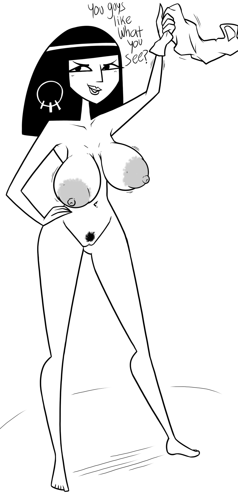 big_breasts cleopatra cleopatra_smith clone_high dark-skinned_female line_art naked_female public_domain terrible_the_drawfag