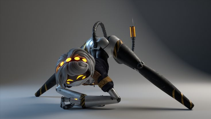 1robot_girl 3d ass_up female_only happy_robot jack-o-pose murder_drones original_character robot robot_girl robot_humanoid solo tail v_(murder_drones) white_rahkshi_(autor) yellow_eyes yellow_lights