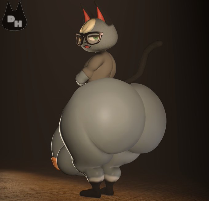 1boy 3d animal_crossing anthro ass balls big_ass big_balls big_penis blonde_hair bubble_butt domestic_cat felid feline femboy glasses grey_body heterochromia huge_ass huge_balls huge_cock large_ass looking_at_viewer looking_back male male_focus male_only nintendo no_pants penis raymond_(animal_crossing) tail thick_ass thick_thighs totallyd wide_hips