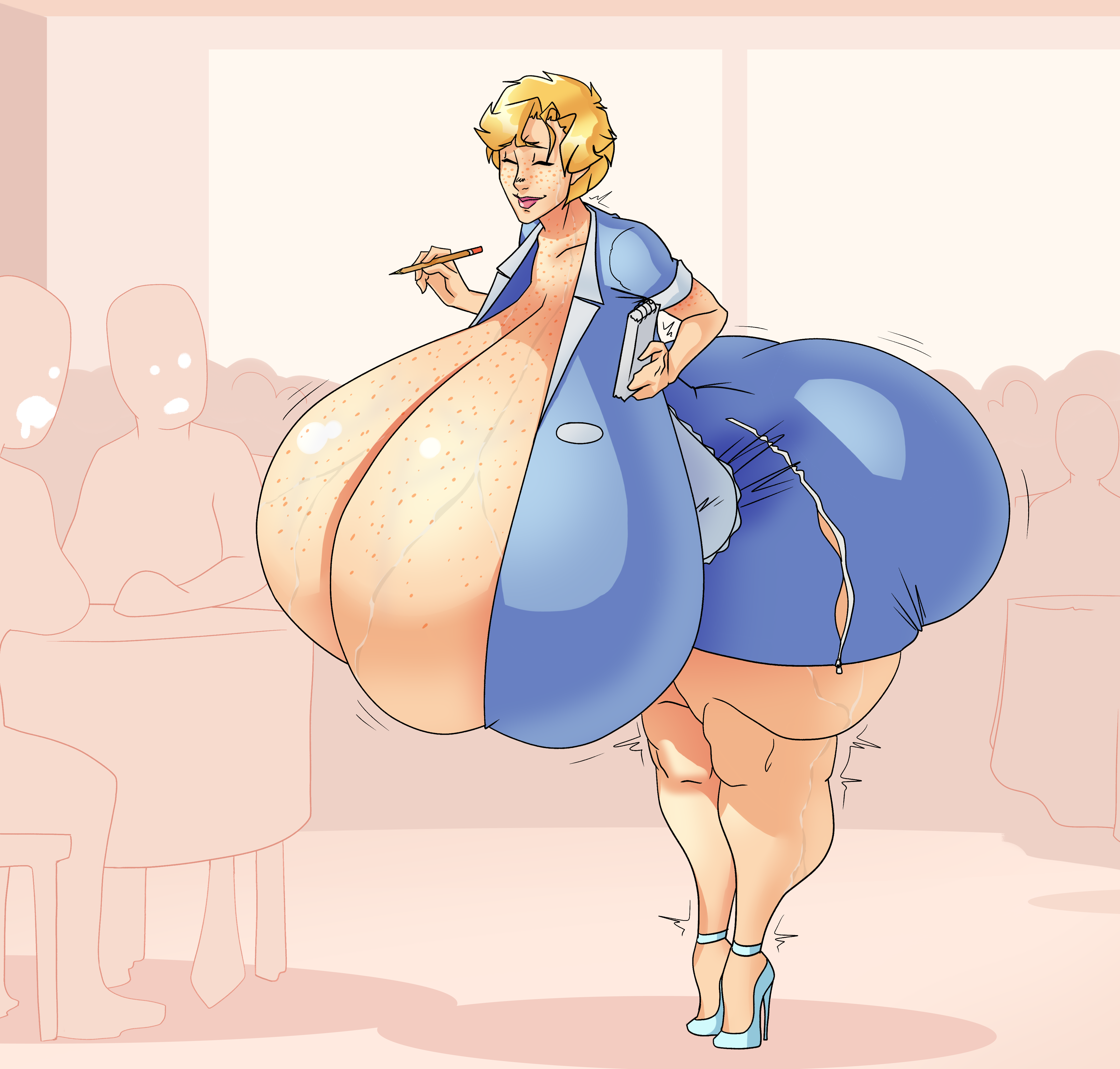 1girls, ass, ass bigger than head, boob window, breasts, breasts bigger than head, breasts bigger than torso, bursting breasts, bursting butt, clothed, enormous ass, enormous breasts, female, female only, hanging breasts, huge ass, huge breasts, hyper ass, hyper breasts, leaning forward, no bra, school, short hair, student, tagme, teacher, teacher and student, winterwarning