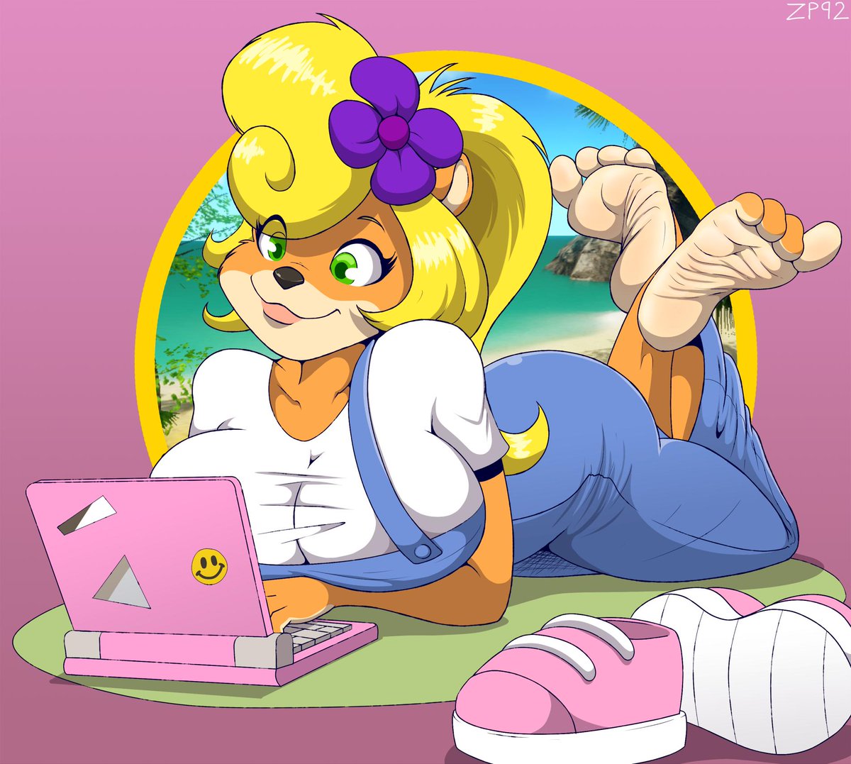 1girls, 2d, barefoot, coco bandicoot, crash (series), feet, feet focus, female, female only, foot fetish, foot focus, footwear, full color, fully clothed, furry, no penetration, shoes removed, soles, solo, solo female, tagme, the pose, toes, zp92
