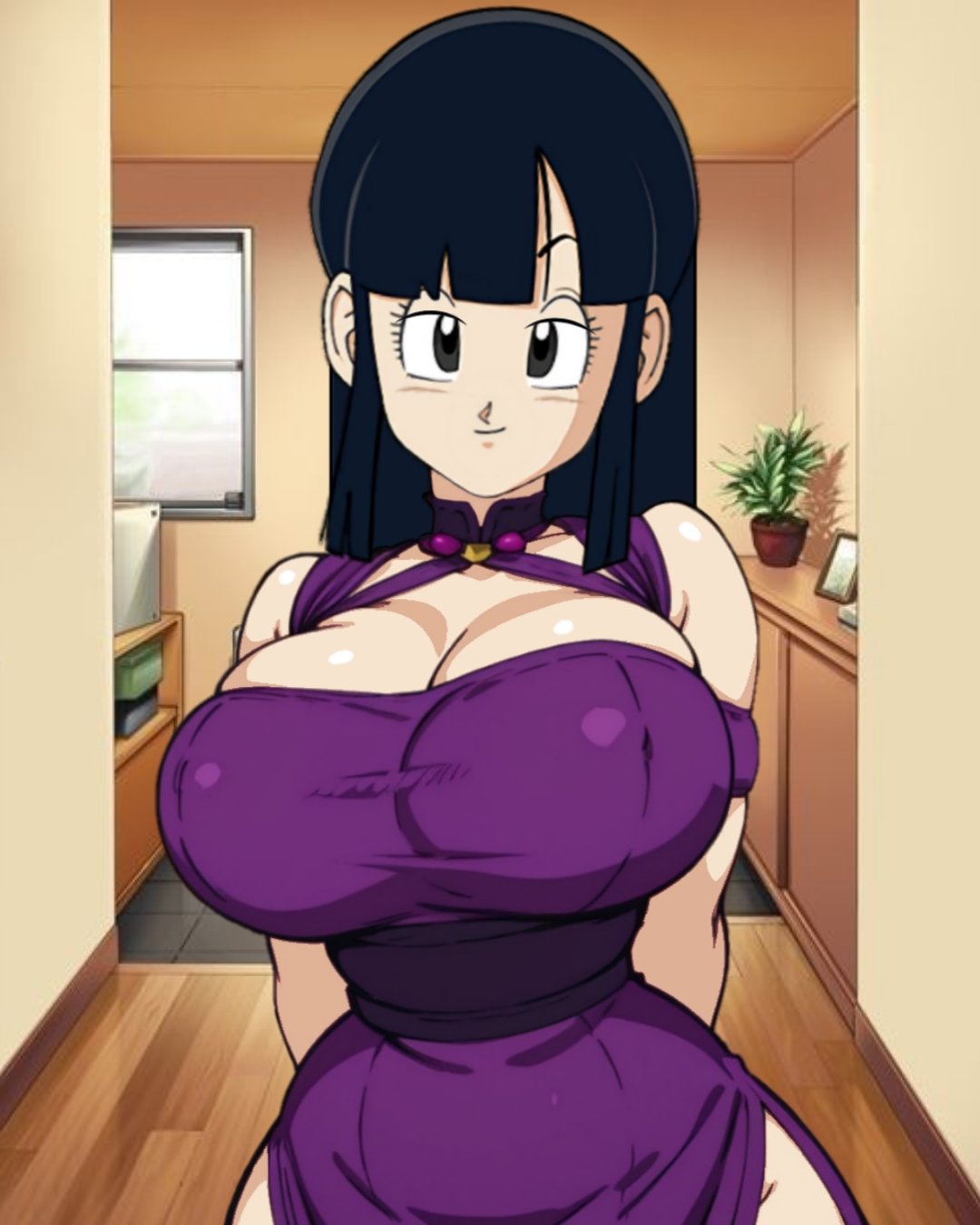 chichi costume_party dragon_ball edit purple_dress