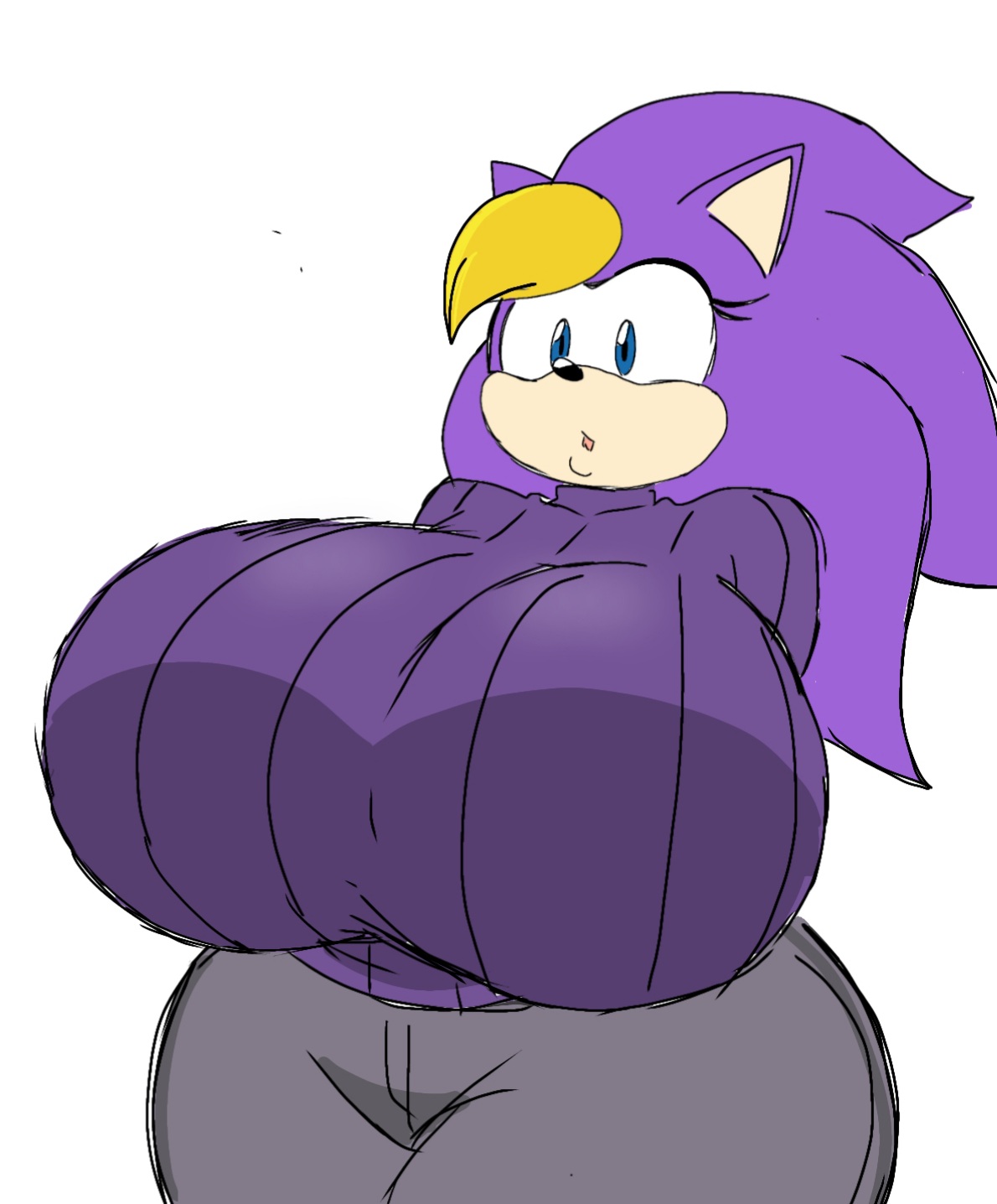 1girls, 2023, anthro, ass, bernadette hedgehog, big ass, big breasts, breasts, clothed, female, female only, fur, furry, huge ass, huge breasts, mobian (species), momiji (artist), sega, sonic (series)