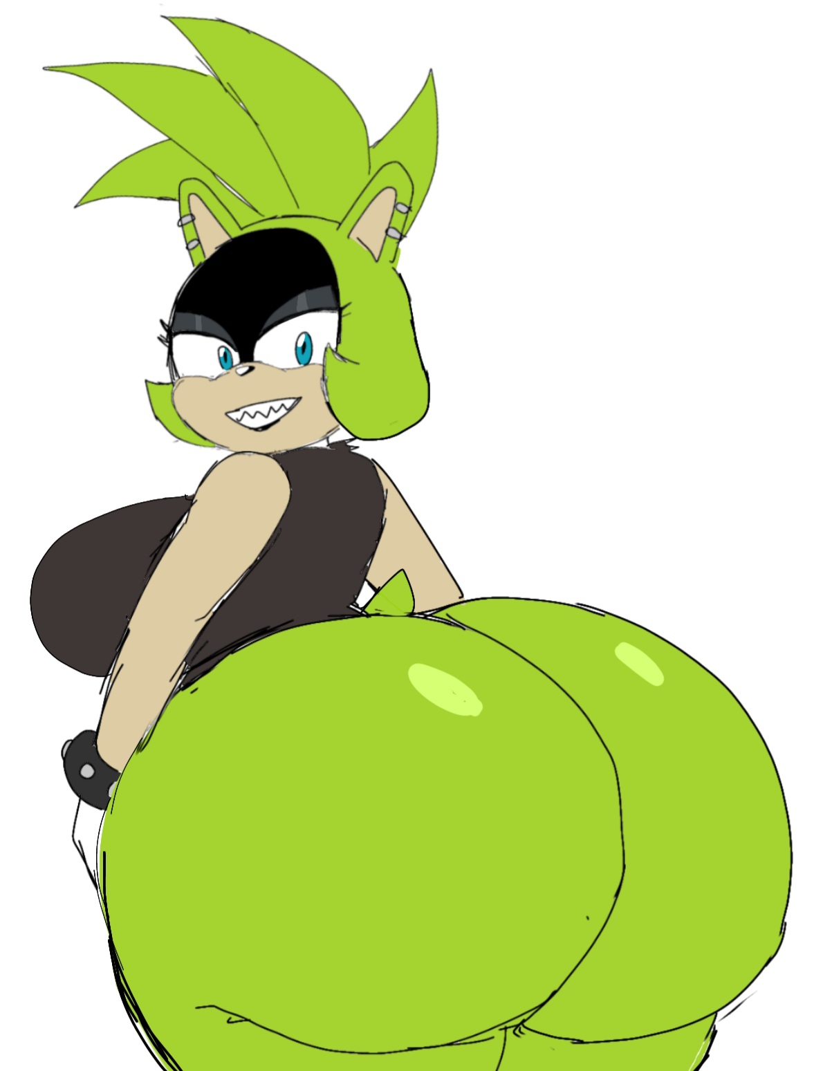 1girls, 2023, anthro, ass, ass focus, backboob, big ass, big breasts, bottomless, breasts, female, female only, fur, furry, huge ass, idw publishing, mobian (species), momiji (artist), sega, sonic (series), sonic the hedgehog (comics), sonic the hedgehog (idw), sonic the hedgehog (series), surge the tenrec, topwear