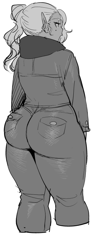 bubble_ass bubble_butt character_request dark-skinned_female dat_ass elf elf_ears synecdoche