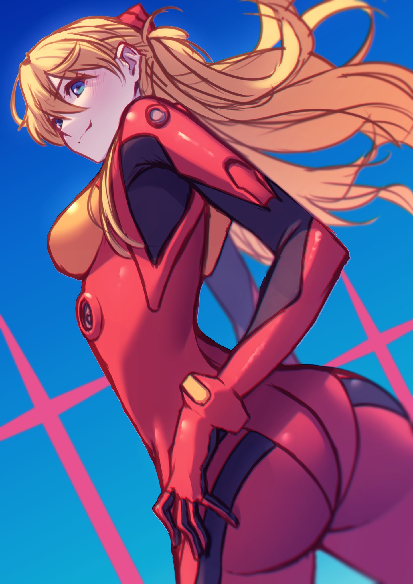 1girls ass asuka_langley_sohryu female neon_genesis_evangelion plug plugsuit solo suit tagme