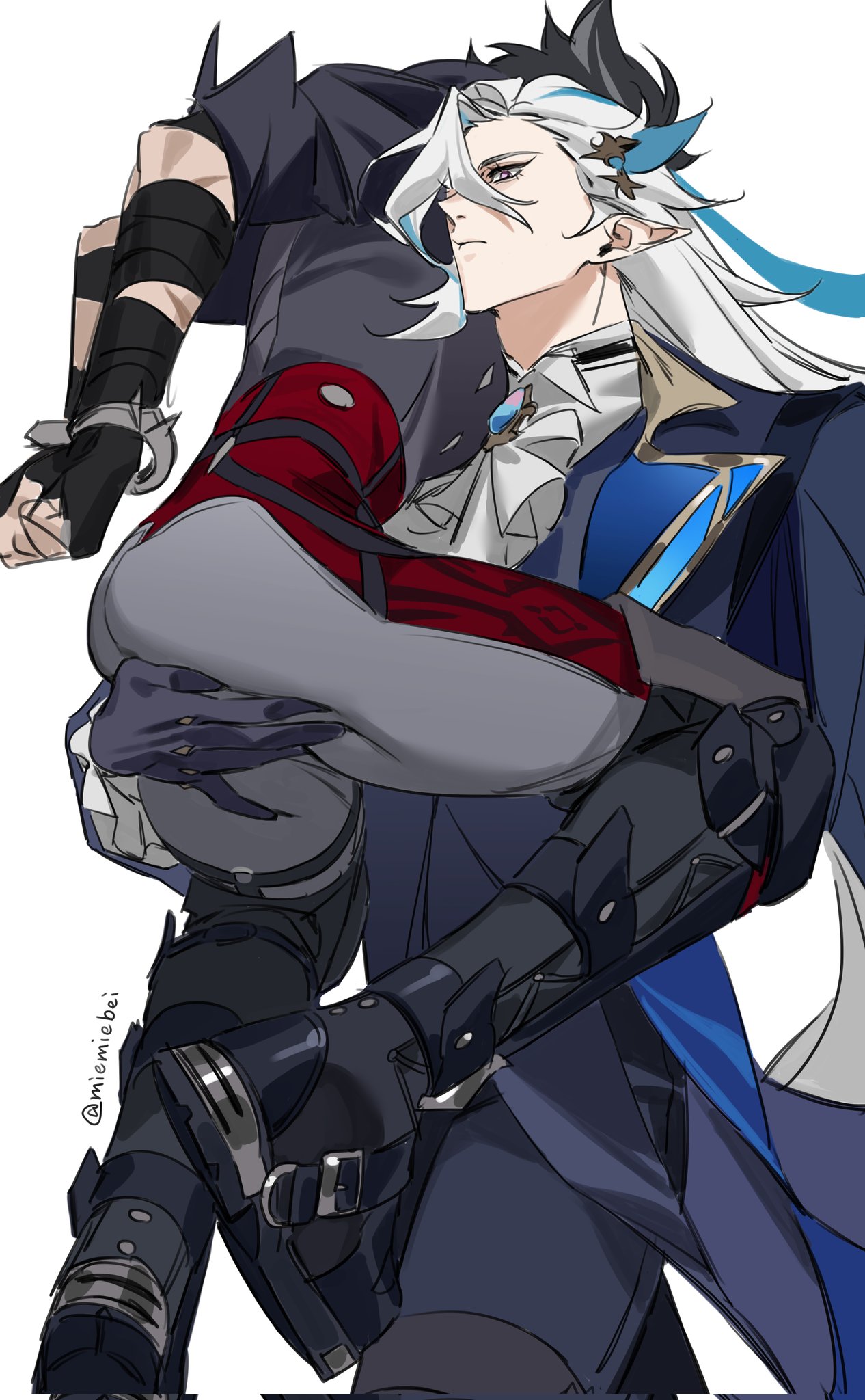 artist request, ass, ass grab, carrying, carrying partner, gay, genshin impact, hoyoverse, male, male only, neuvillette (genshin impact), restrained, tagme, wriothesley (genshin impact), yaoi
