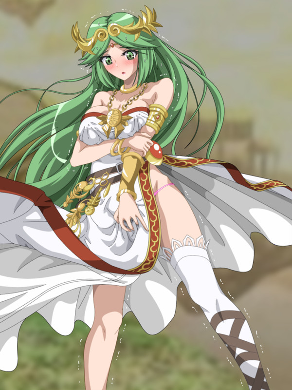 1girls castlage have_to_pee kid_icarus kid_icarus_uprising nintendo omorashi palutena pantyshot pink_panties tyao