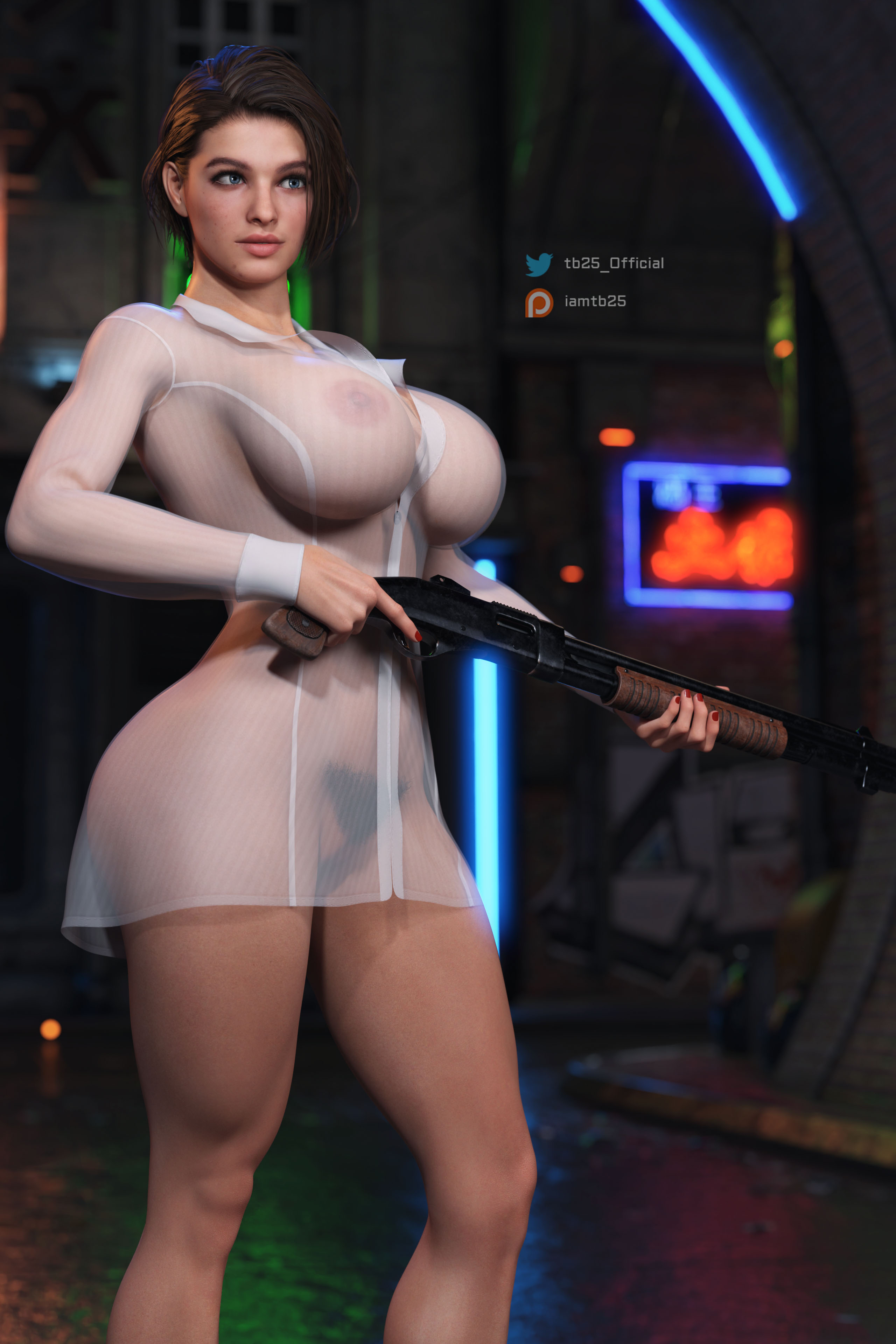 1girls, 3d, abs, areolae, ass, big ass, big breasts, breasts, capcom, female, female only, female pubic hair, jill valentine, jill valentine (sasha zotova), lingerie, nipples, patreon username, resident evil, resident evil 3, resident evil 3 remake, solo, tb25, thick thighs, twitter username