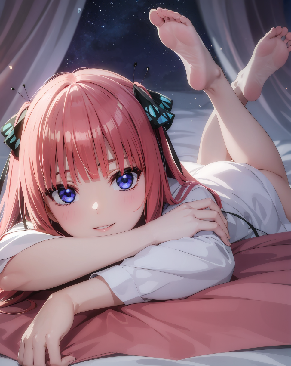 ai generated, blue eyes, embarrassed, female, go-toubun no hanayome, nakano nino, red hair, shy, stable diffusion