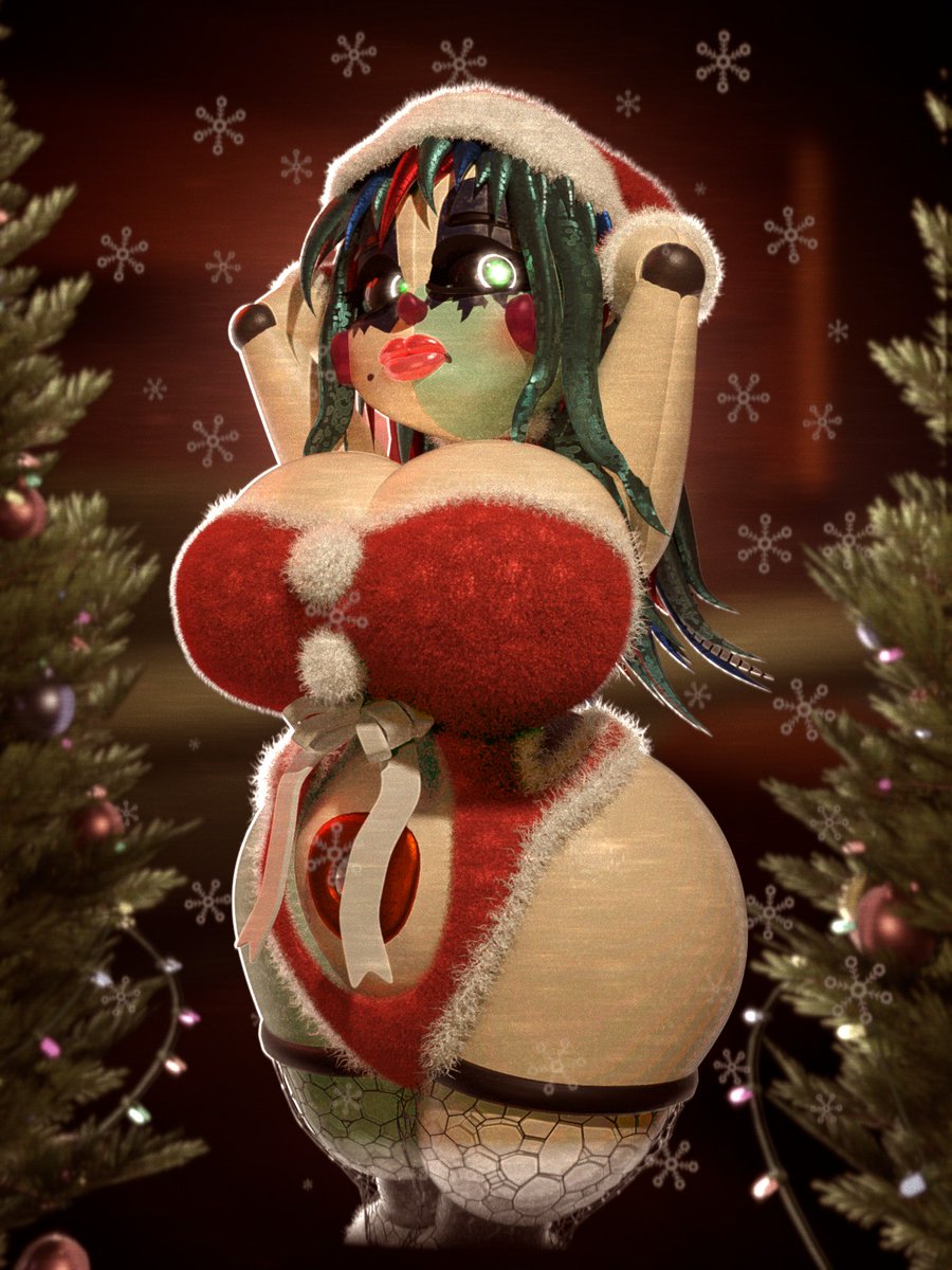 3d 3d_(artwork) big_ass big_breasts boob_window camera camera_view christmas clothed female female_only five_nights_at_freddy's huge_ass huge_breasts no_bra no_underwear pov rckke robot robot_girl scrap_baby scrap_baby_(fnaf) scrap_baby_(rckke) sideass sideboob