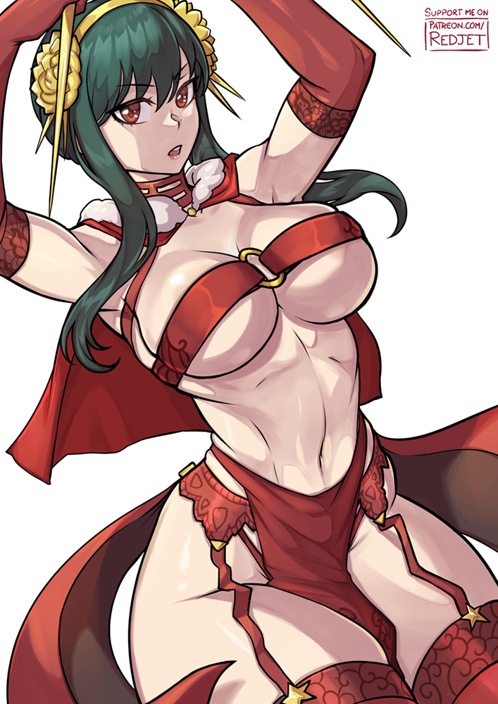 1girls, assassin, athletic female, big breasts, breasts, female, female human, female only, fit female, human, human female, large breasts, light skin, light-skinned female, mature female, navel, redjet, slim waist, solo, spy x family, stiletto (weapon), tagme, thick thighs, thorn princess, wide hips, yor briar, yor forger